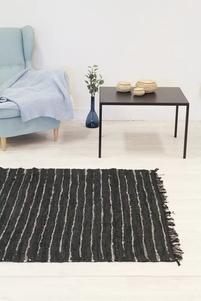 Rag rugs - Nordal Design (black, 100% leather)