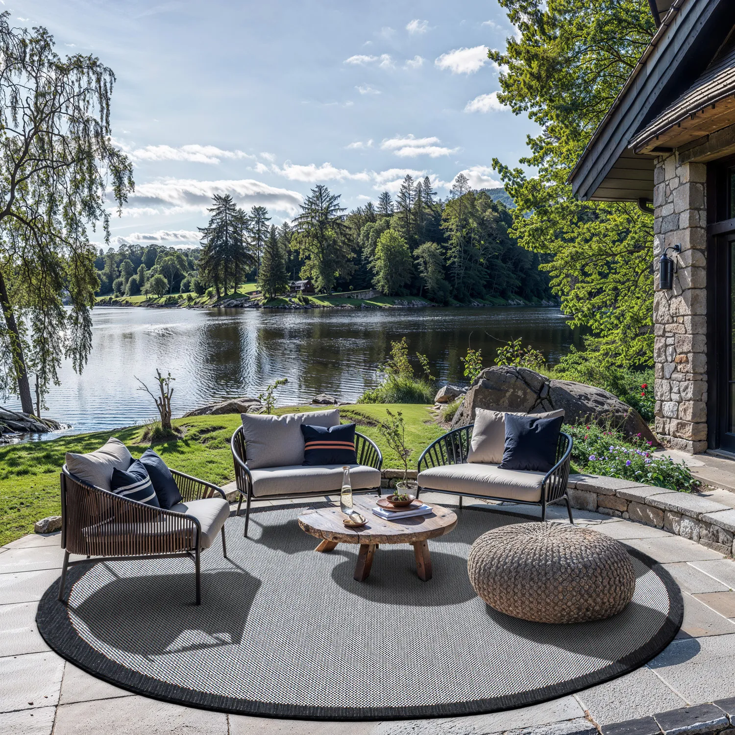 Round rug - Sortelha (black)