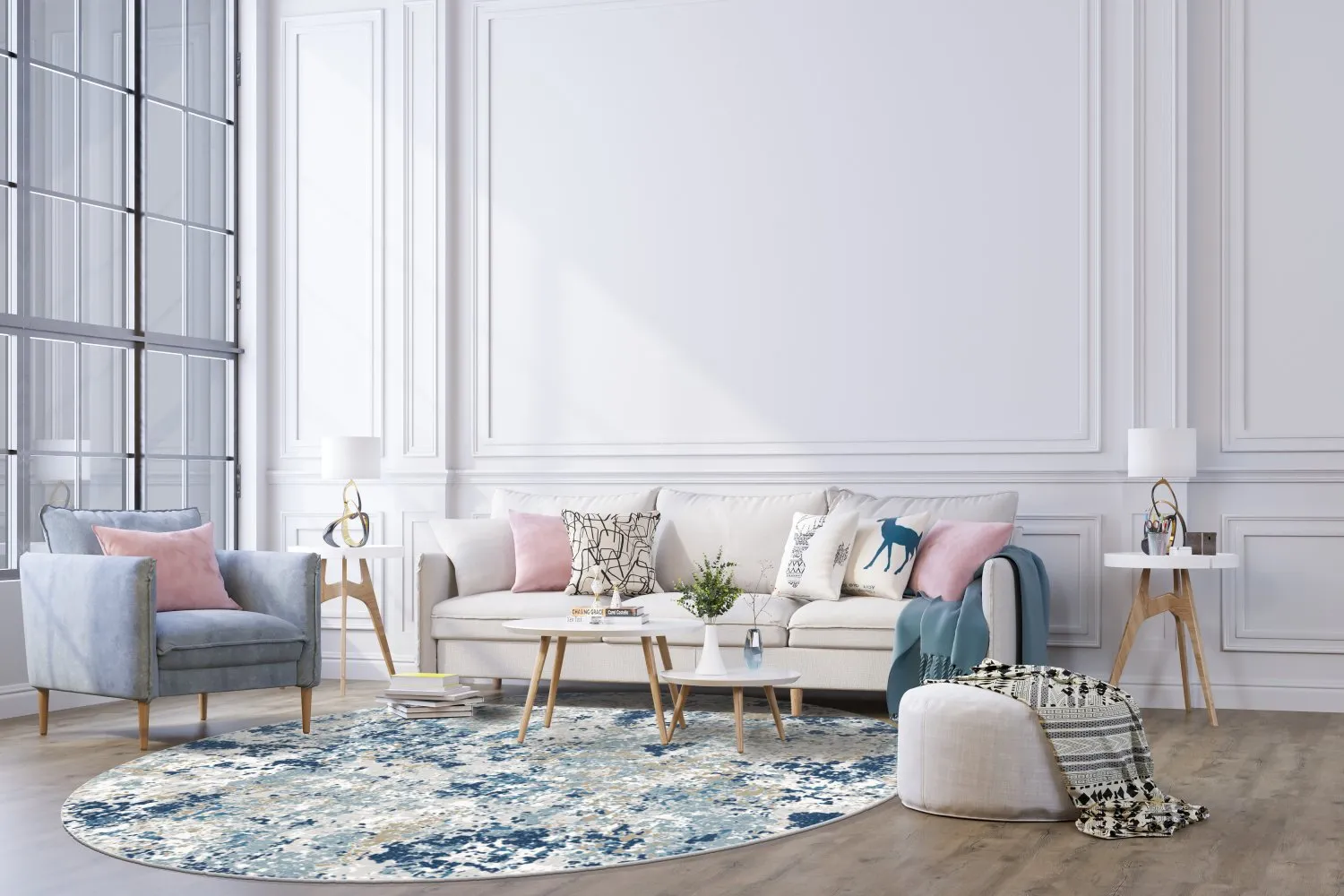 Round rug - Hiboun (blue)