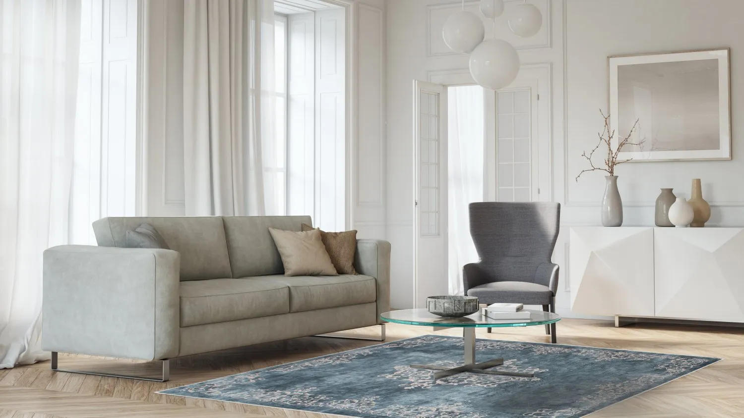 Wilton rug - Santi (blue/beige)