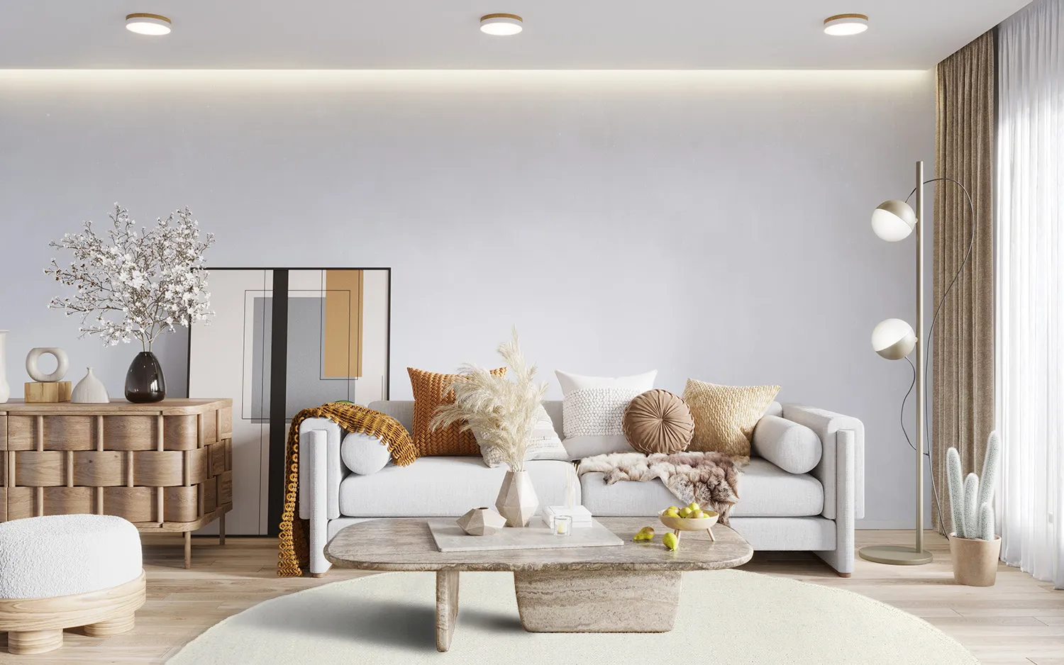 Round rug - Dhurry (white)
