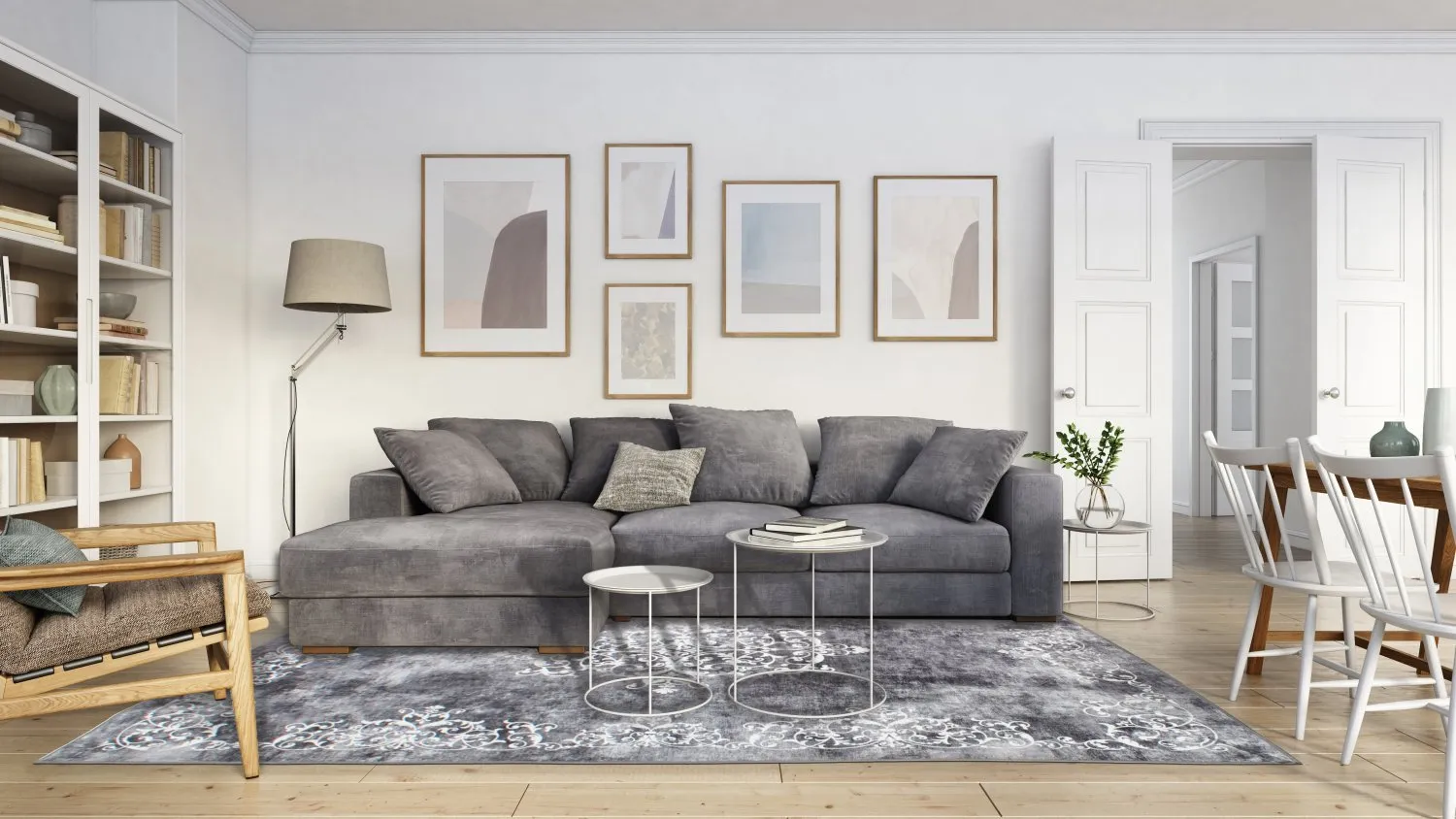 Wilton rug - Santi (dark grey/white)