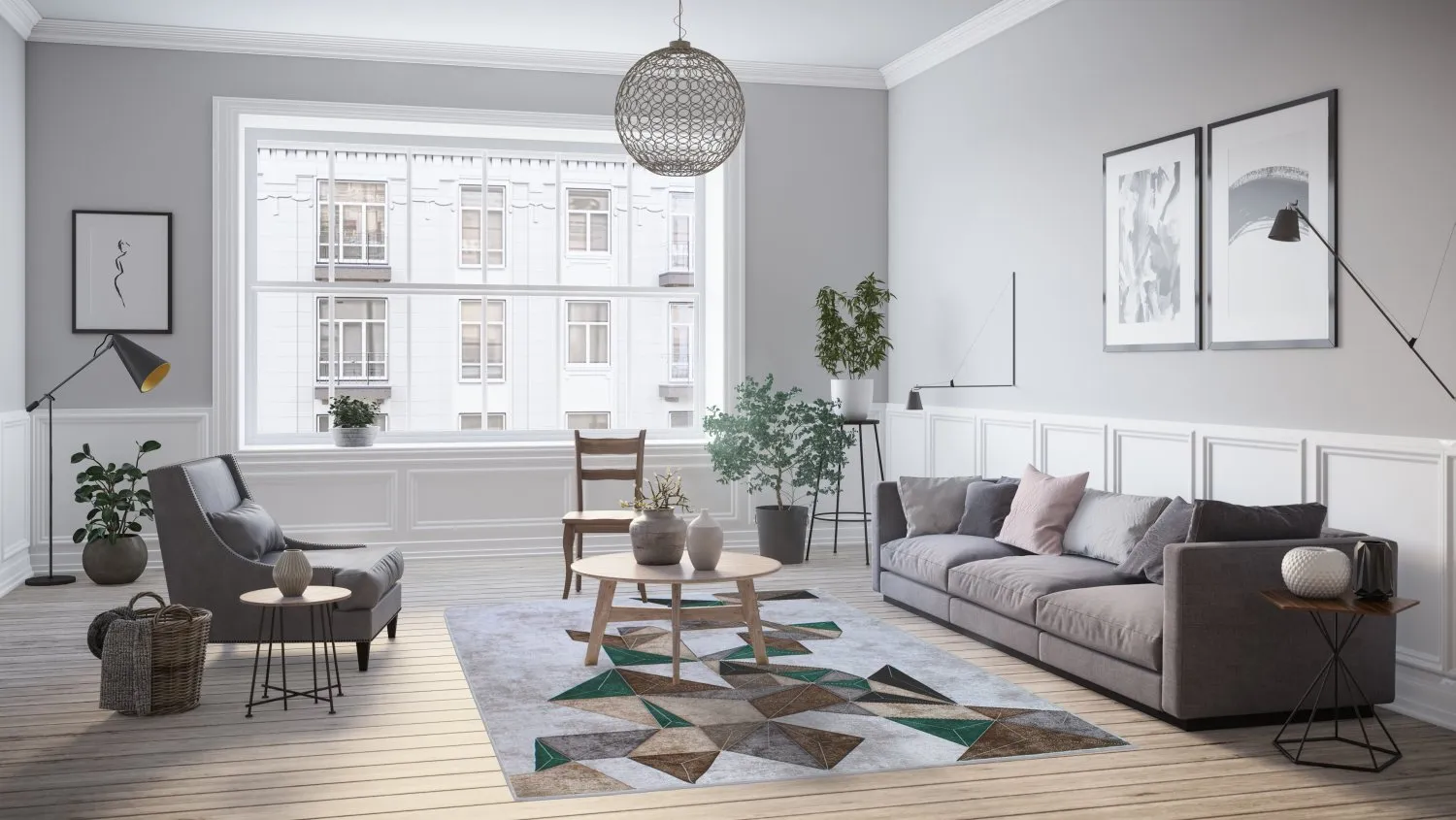 Wilton rug - Feres (grey/beige/multi)