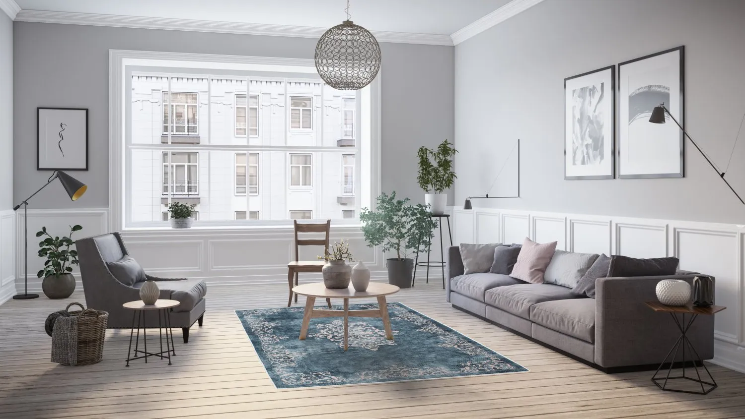 Wilton rug - Santi (blue/beige)