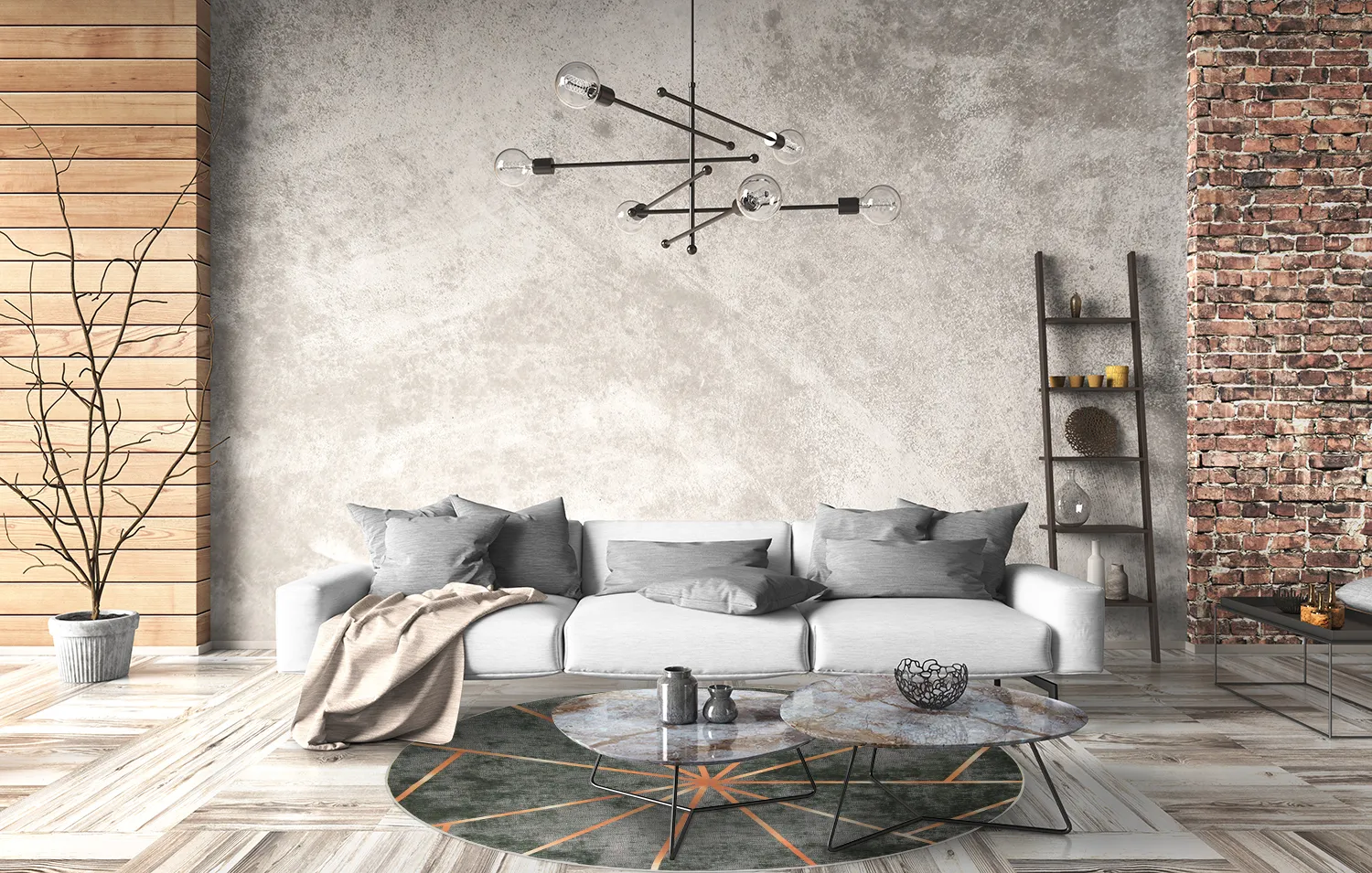 Round rug - Bellizzi (green/orange)