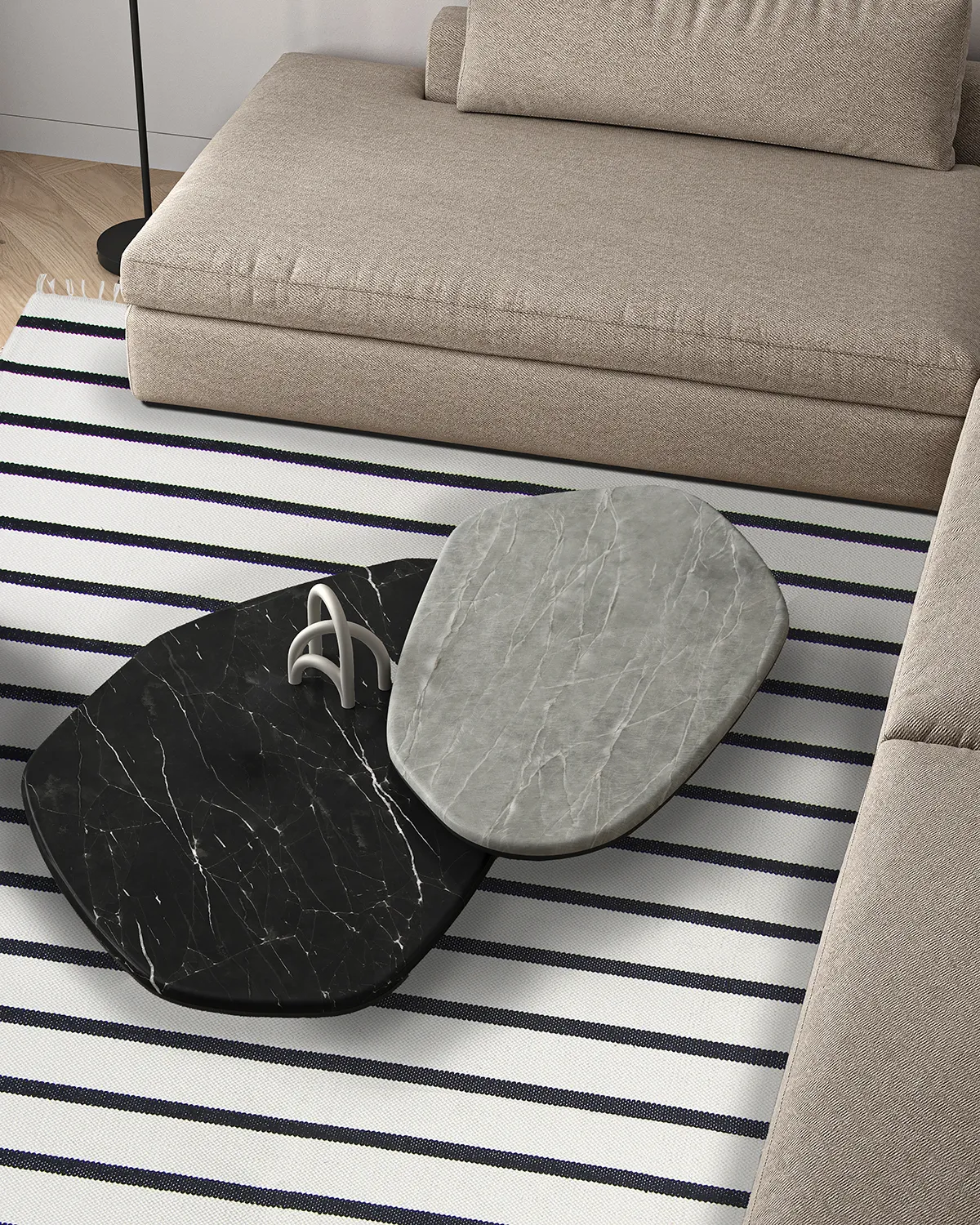 Cotton rug - Helle (offwhite/black)