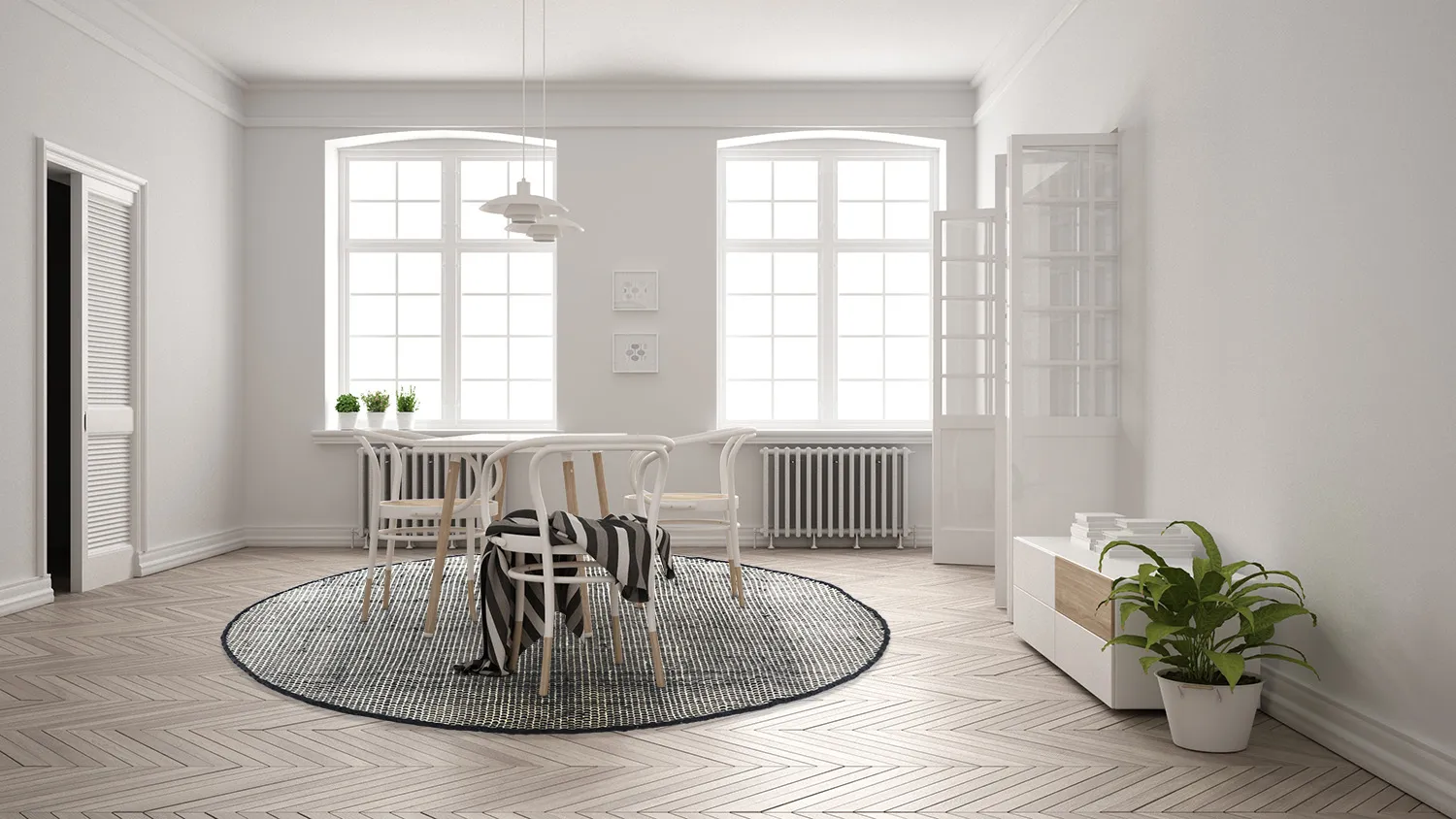Round rug - Coastal (black/white)