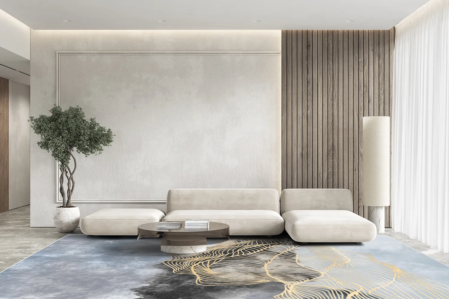 Wilton rug - Ekual (blue/grey/gold)