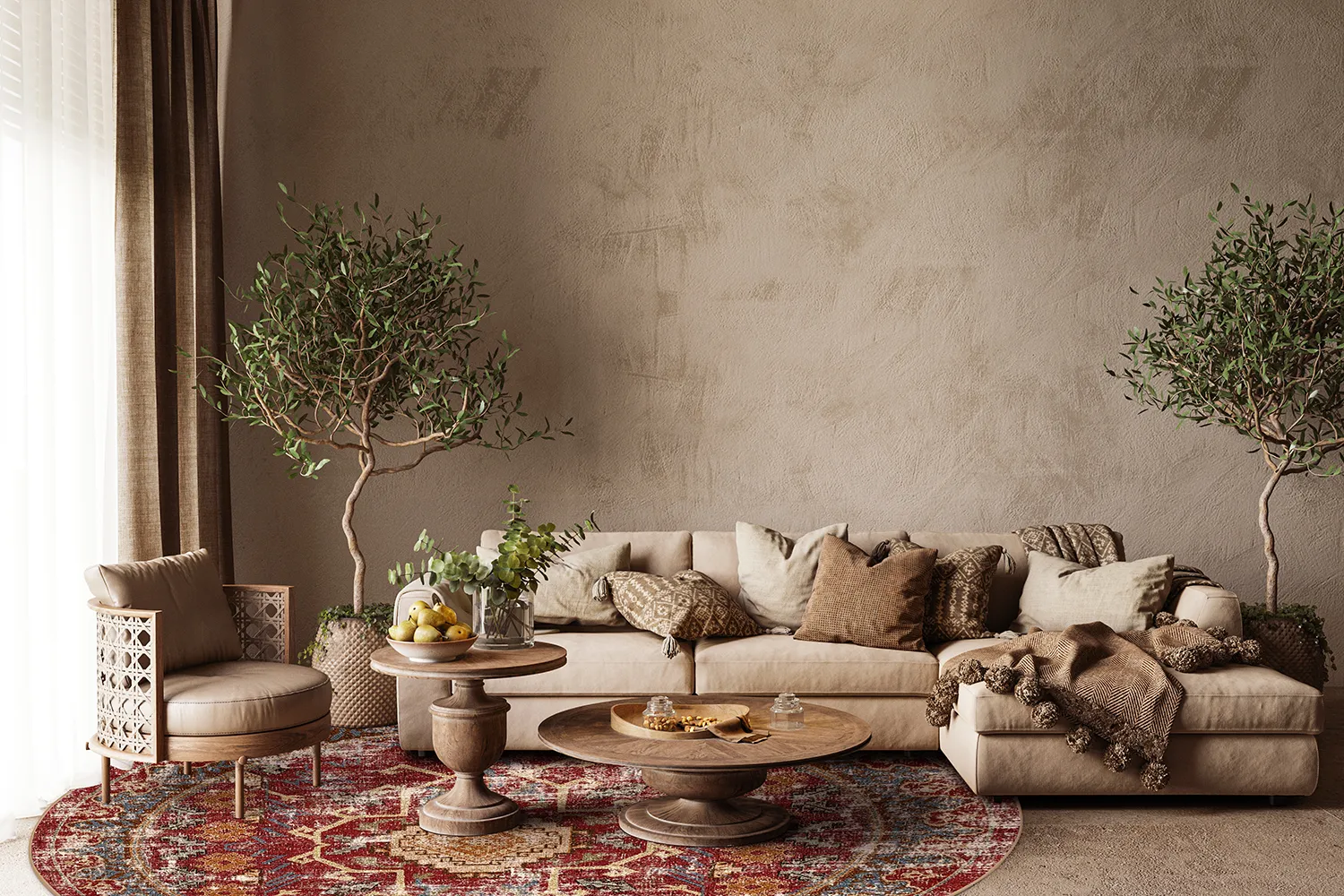 Round rug - Idri (red/multi)
