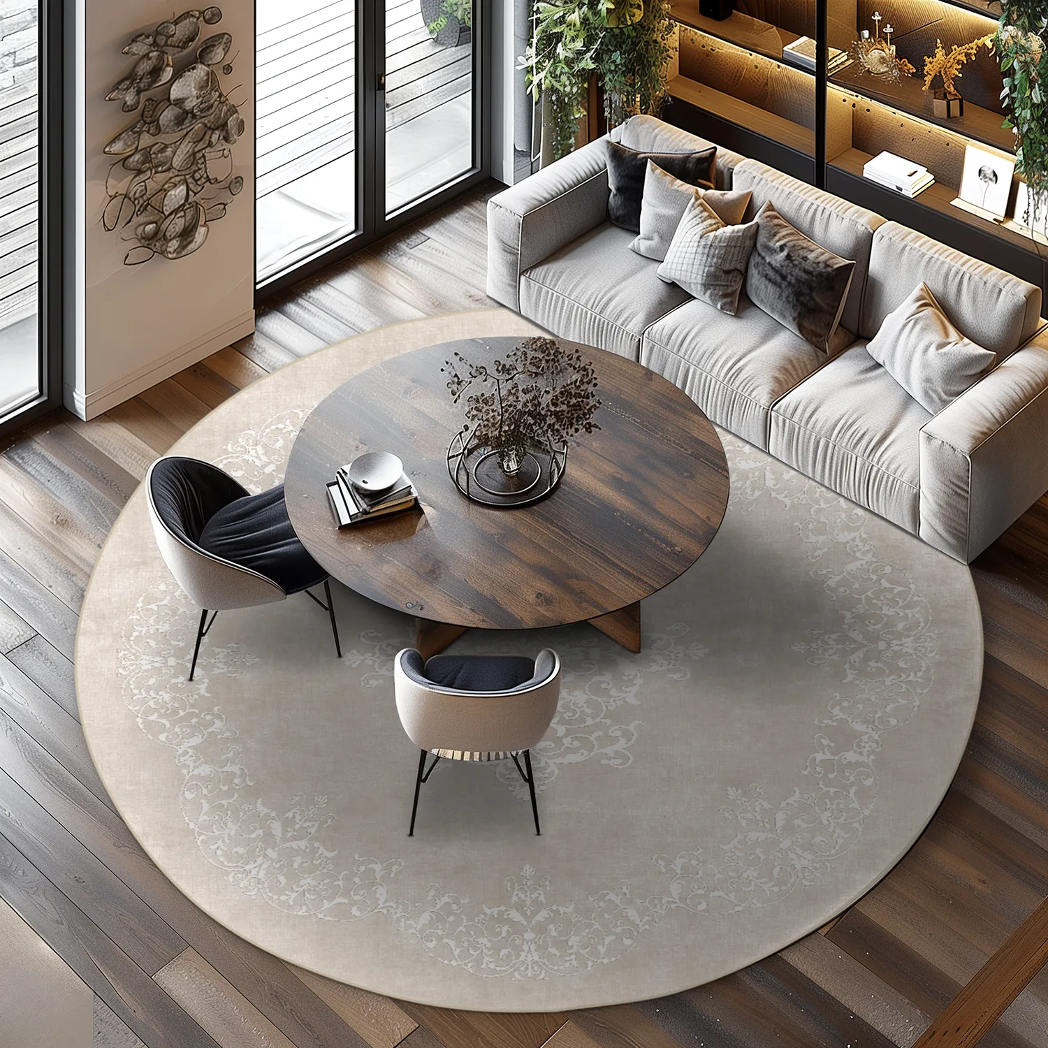 Round rug - Santi (beige/white)
