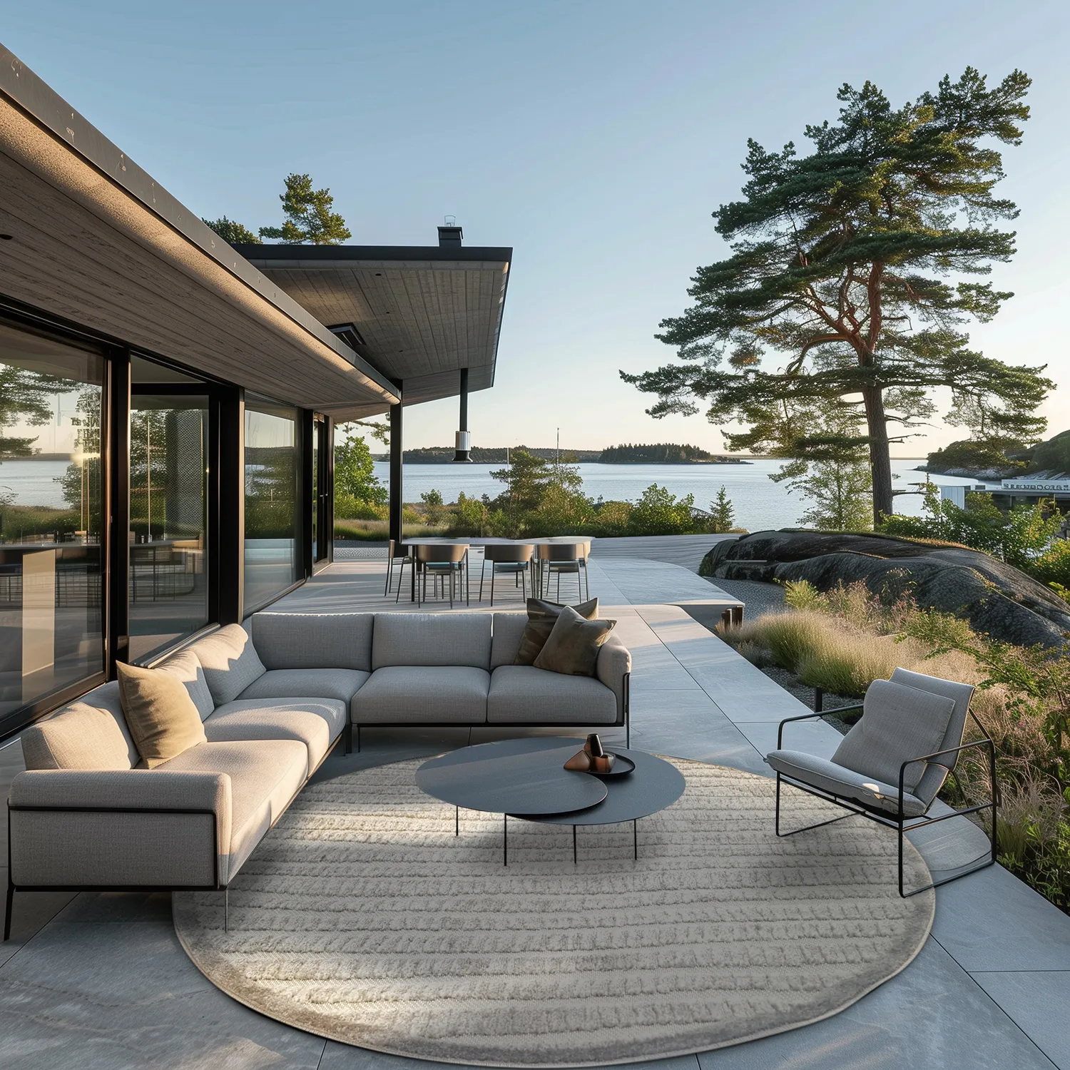 Round rug - Indoor/Outdoor Kendall (cream/grey)