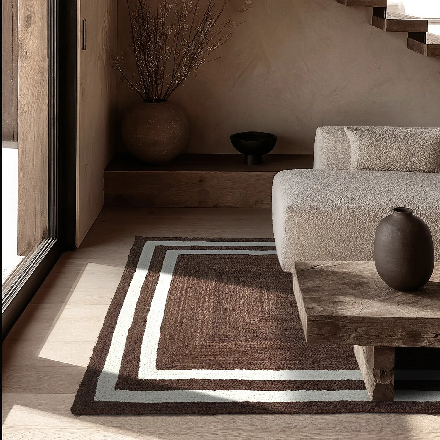Jute rug - Jessore (brown/white)