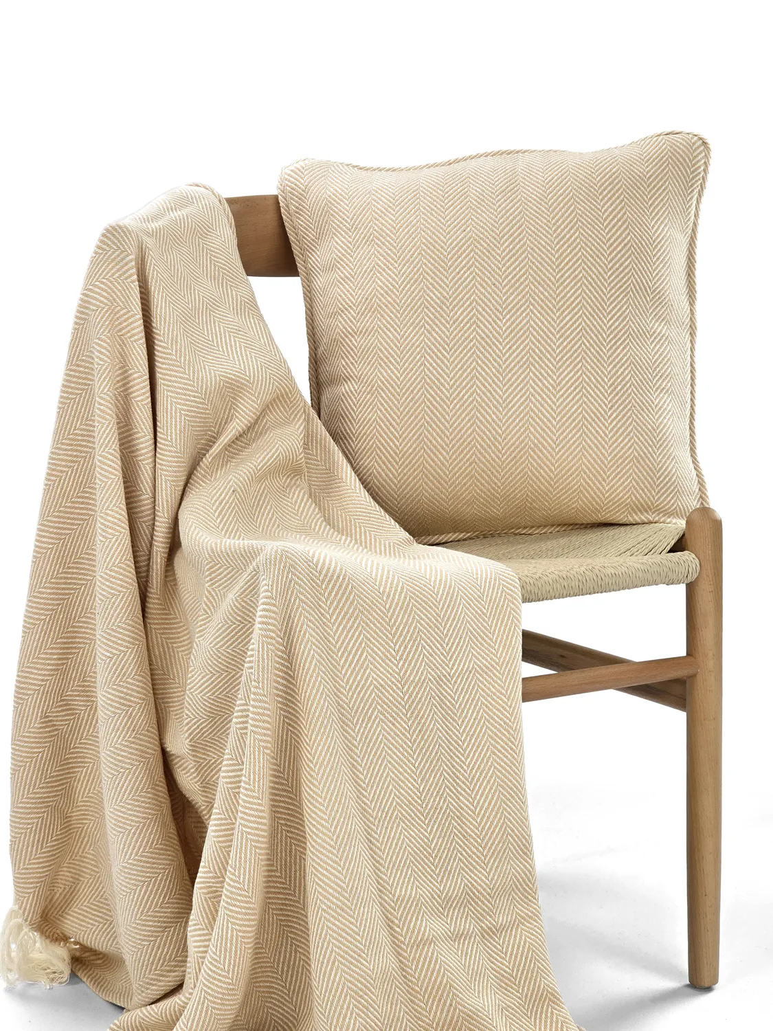 Cushion cover - Denisa Fishbone (beige/white)