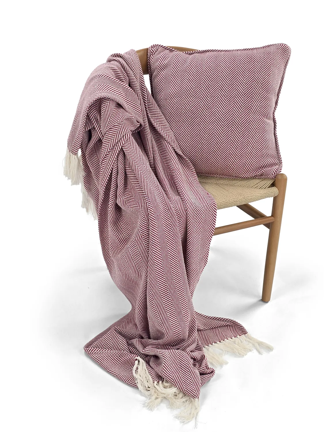 Cushion cover - Denisa Fishbone (red/white)