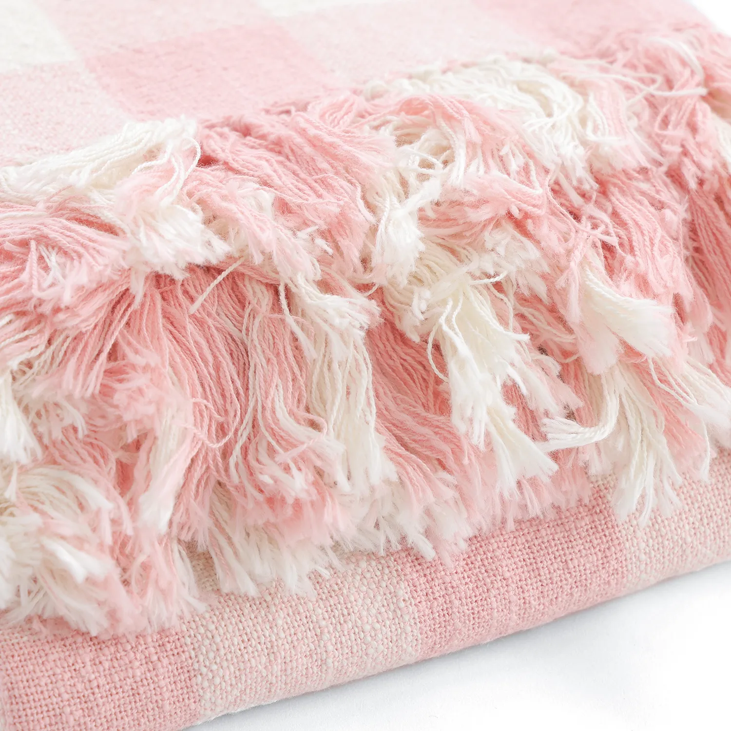 Throws - Isela check cotton throw (cream/pink)