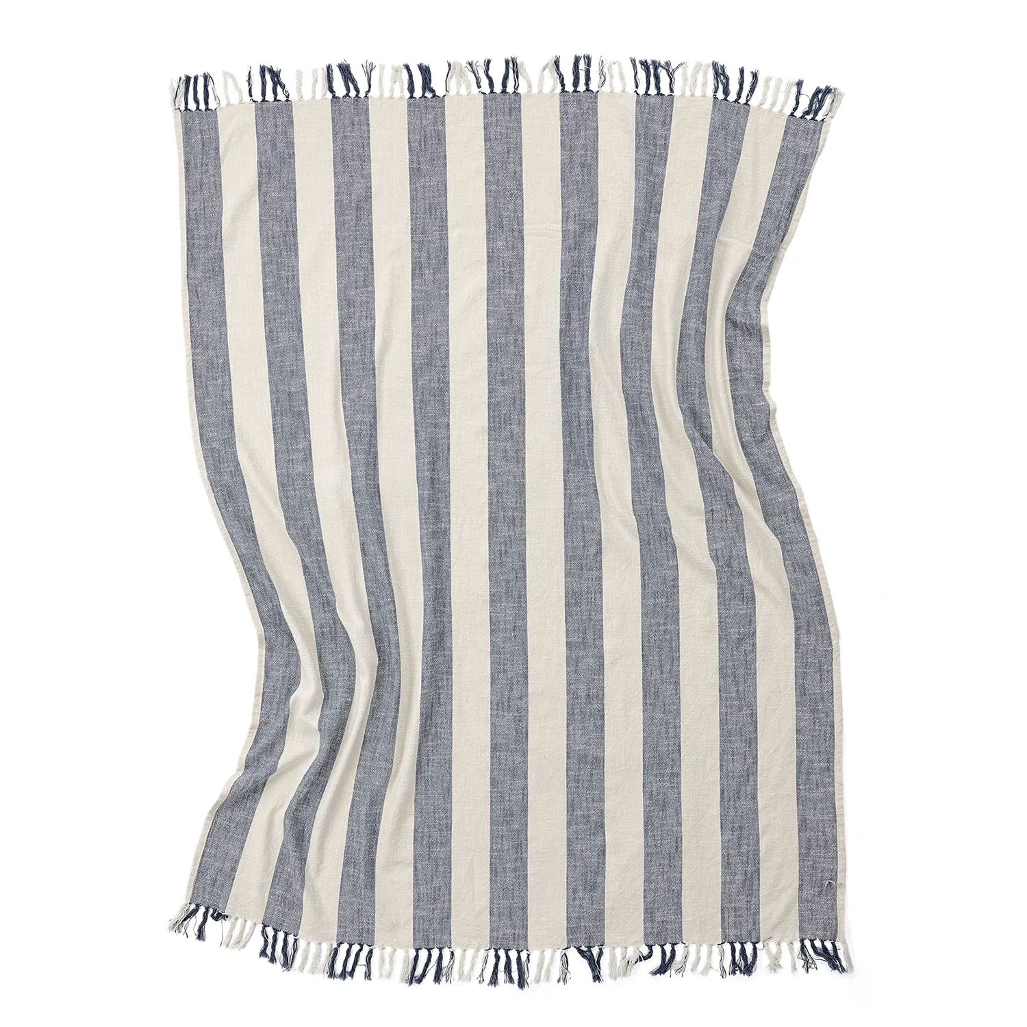 Throws - Kora stripe cotton throw (cream/navy)