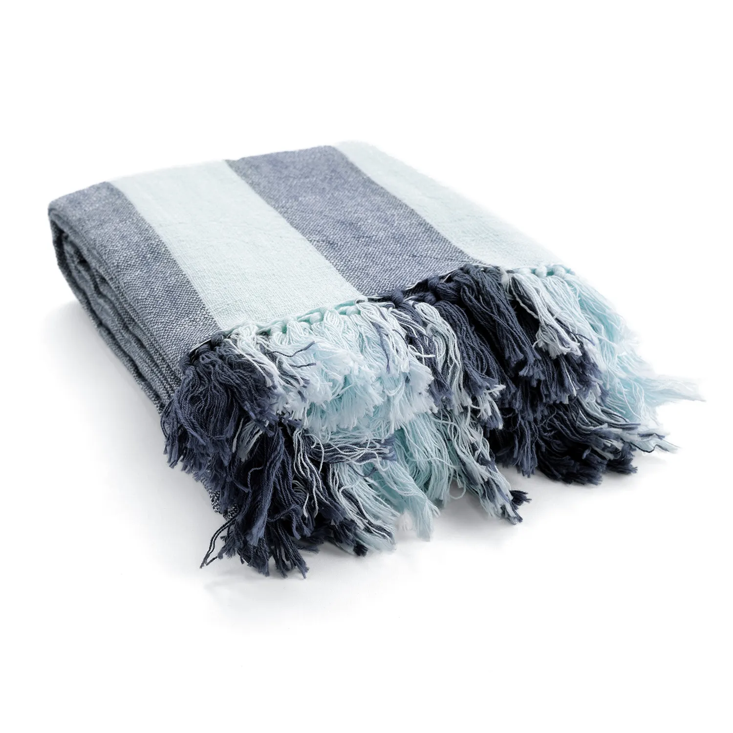 Throws - Kora stripe cotton throw (navy/light blue)