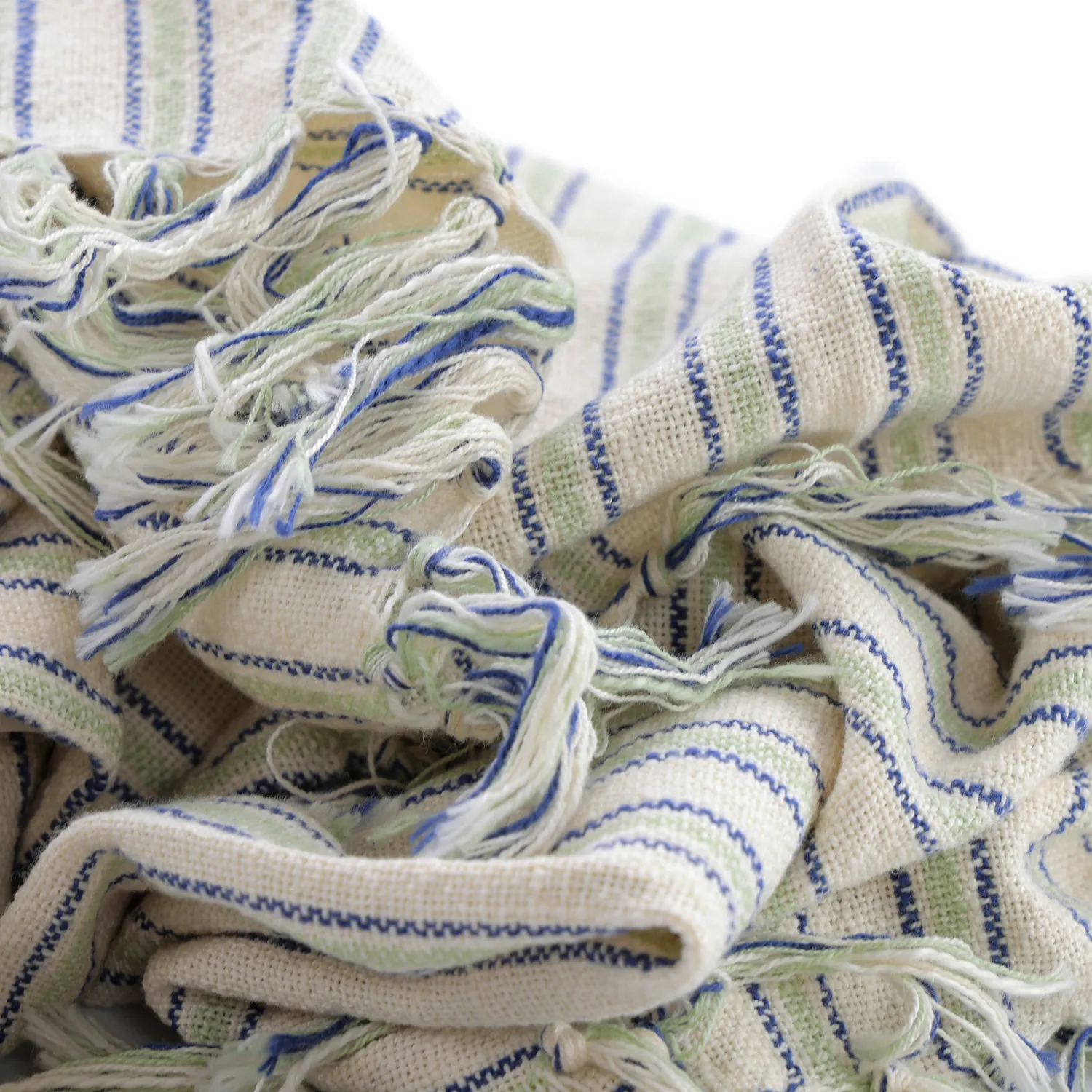 Throws - Rumi stripe cotton throw (cream/navy/light green)