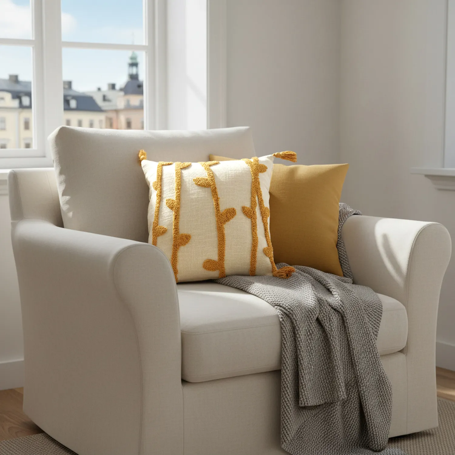Cushion cover - Vine (white/yellow)