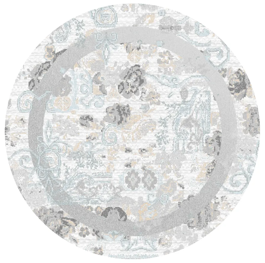 Round rug - Lefkada (white/multi)