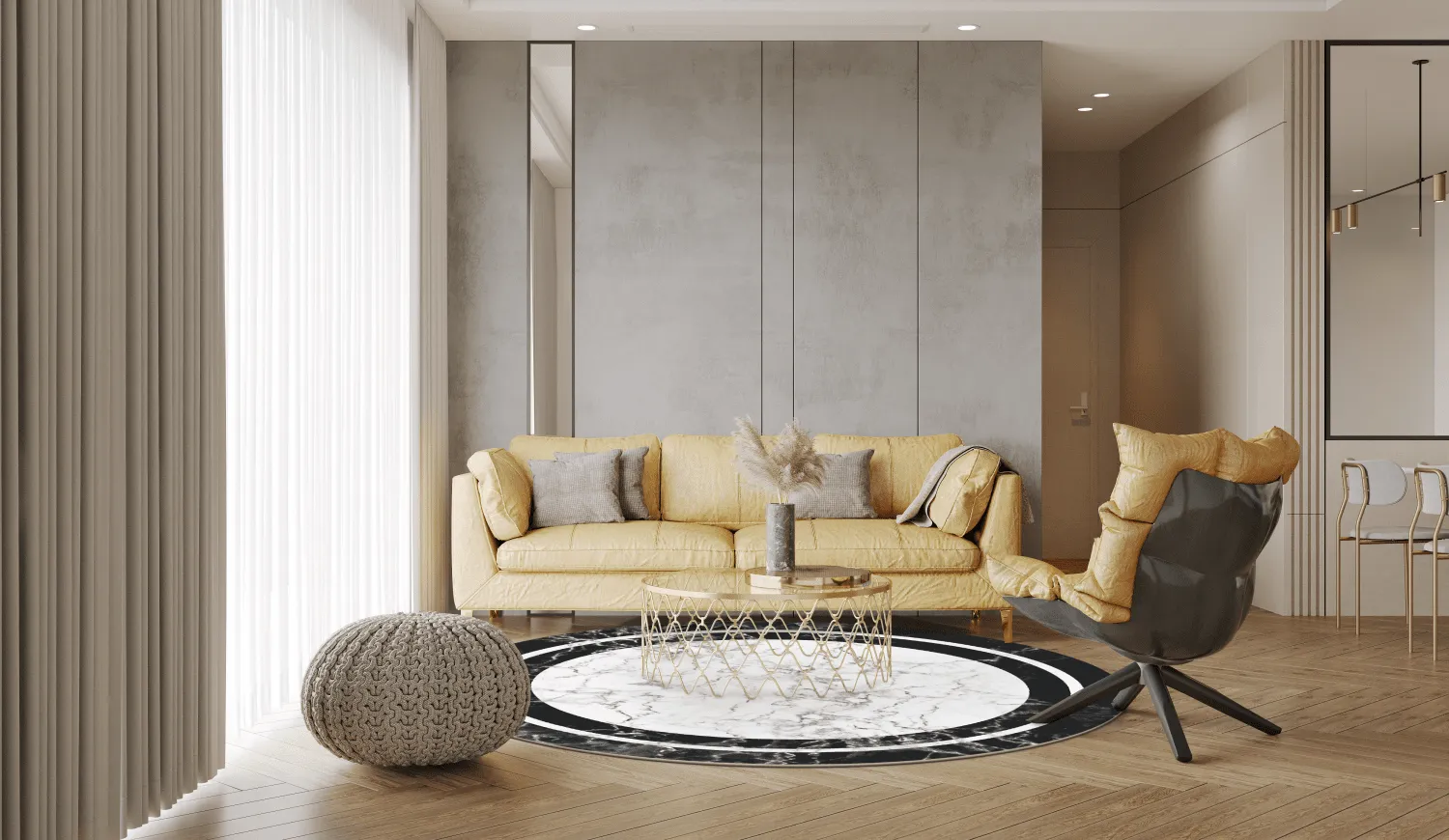 Round rug - Amaliada (black/white)