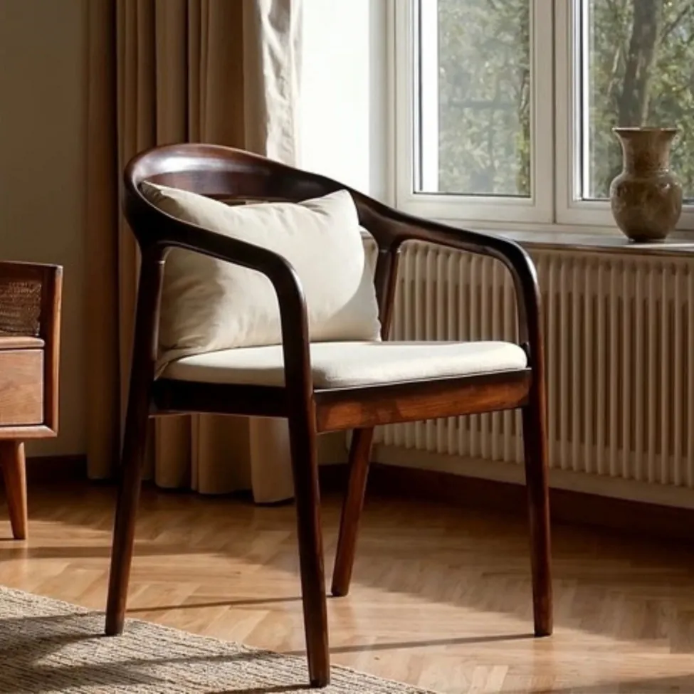 Armrest chair - Aspa (dark brown/beige) - 2 pcs