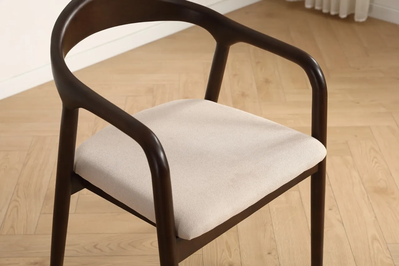 Armrest chair - Aspa (dark brown/beige) - 2 pcs