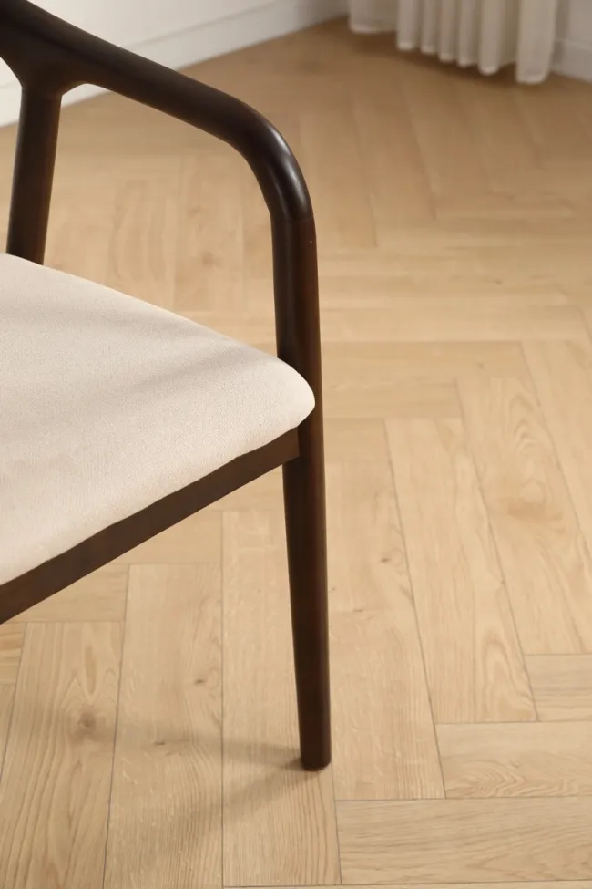 Armrest chair - Aspa (dark brown/beige) - 2 pcs