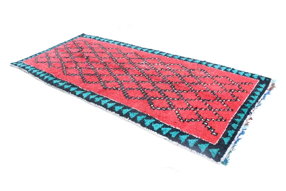 Moroccan Berber rug Boucherouite 370 x 170 cm