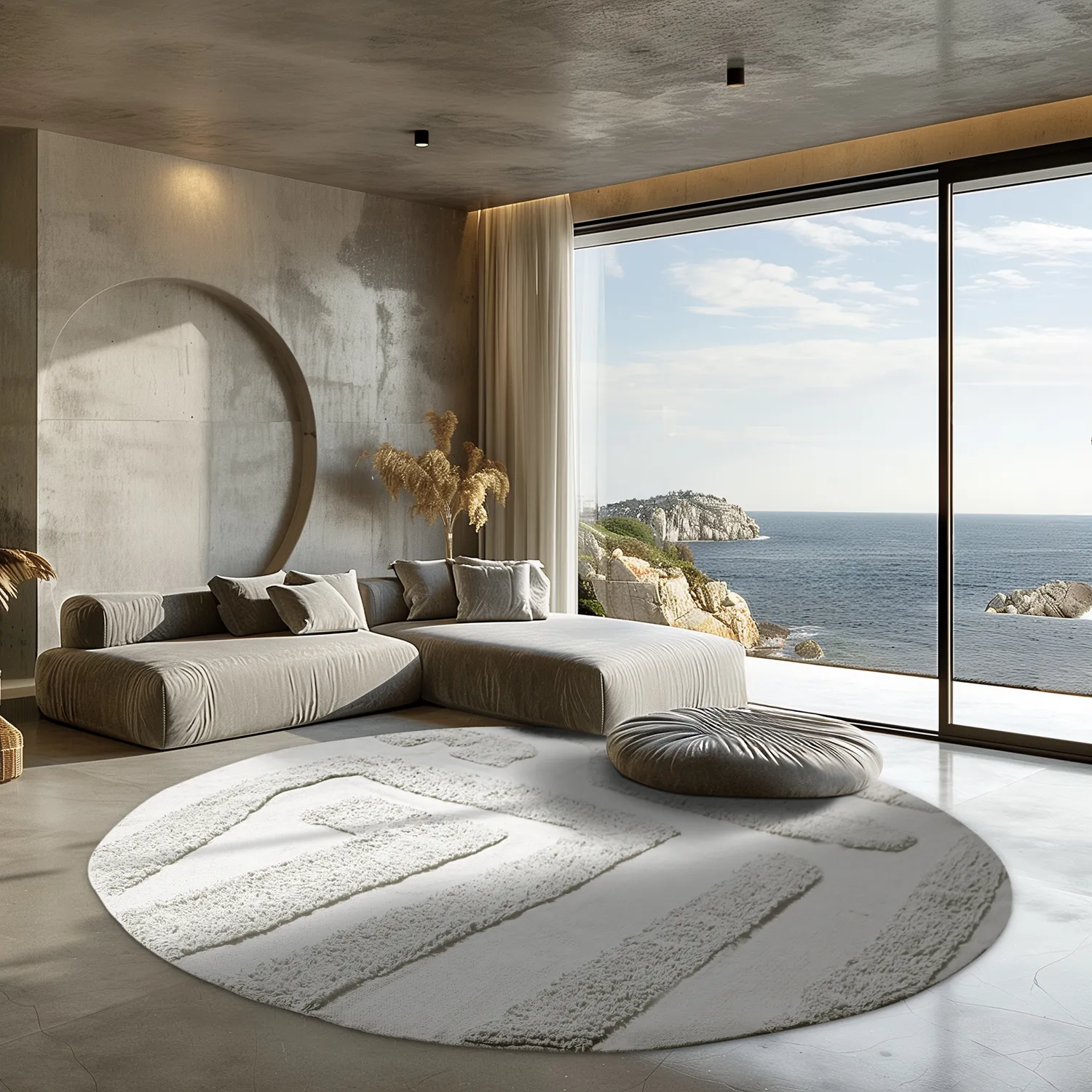 Round rug - Alexa Natural Cotton Shaggy (offwhite)