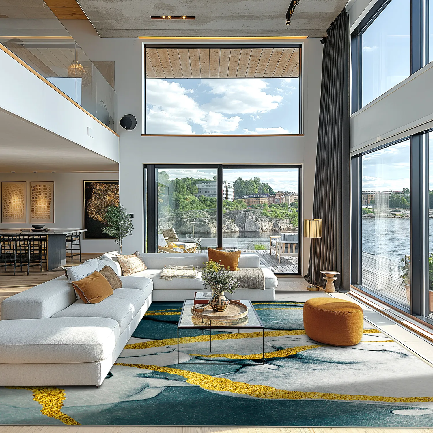 Wilton rug - Alvaro (blue/white/gold)