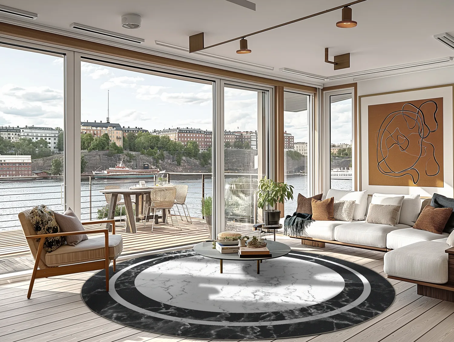 Round rug - Amaliada (black/white)