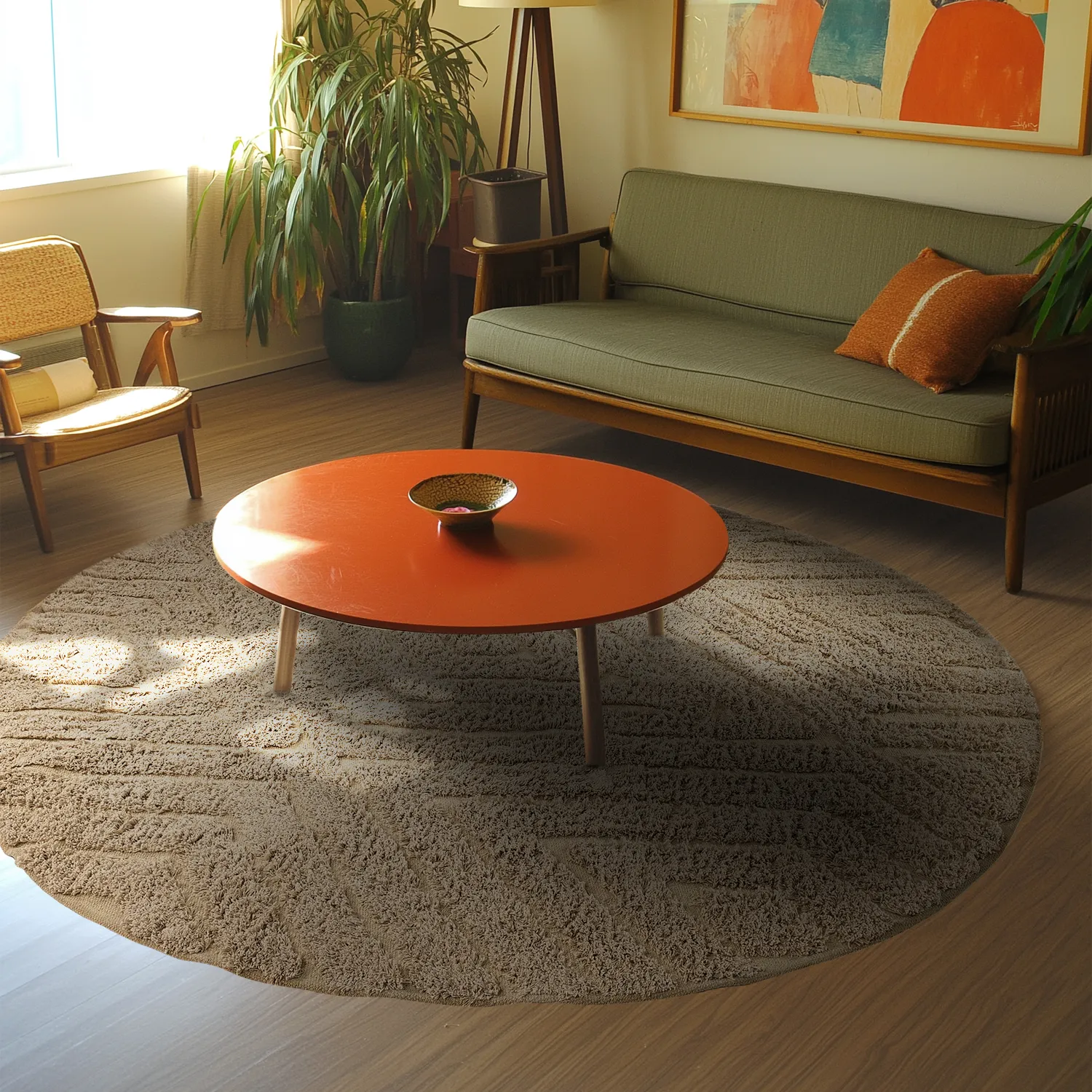 Round rug - Amberley Natural Cotton Shaggy (beige)