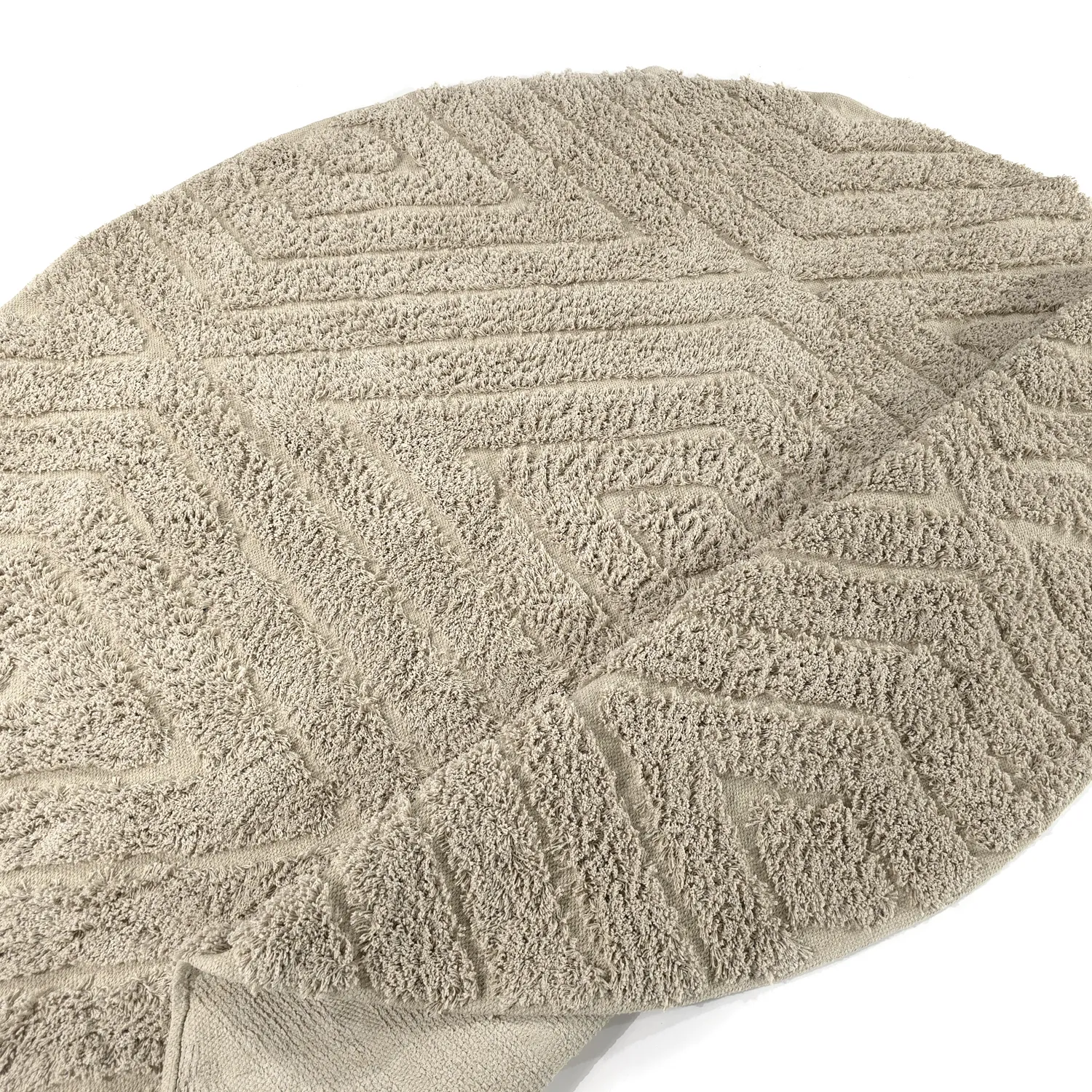 Round rug - Amberley Natural Cotton Shaggy (beige)