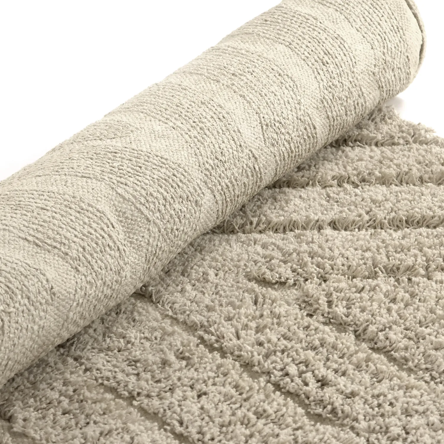 Round rug - Amberley Natural Cotton Shaggy (beige)