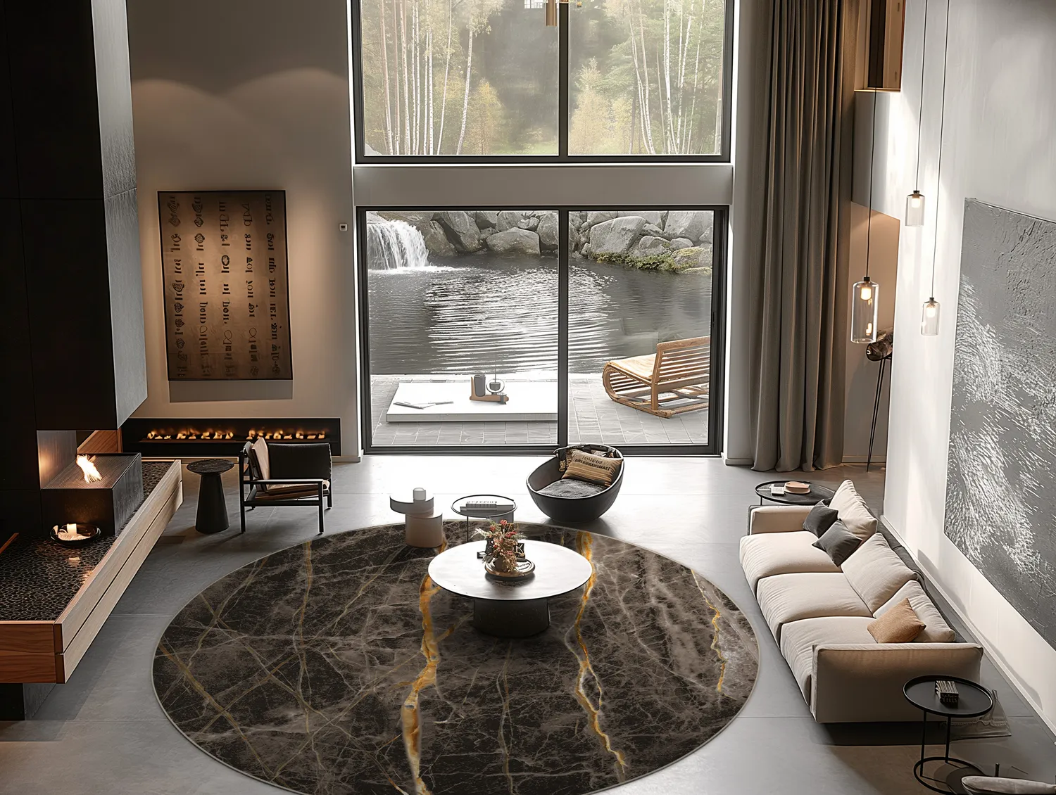 Round rug - Aris (black/gold)