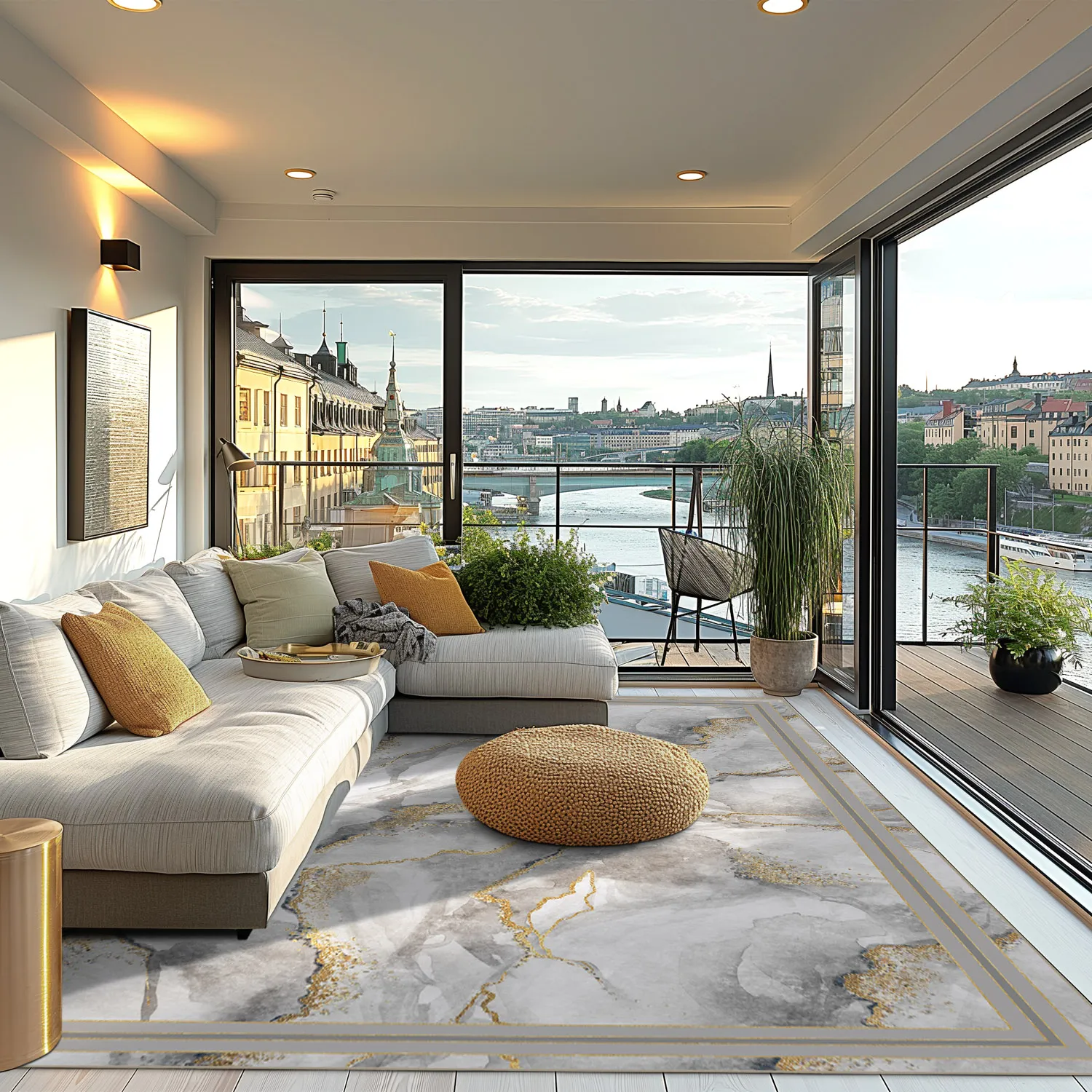 Wilton rug - Attika (grey/white/gold)