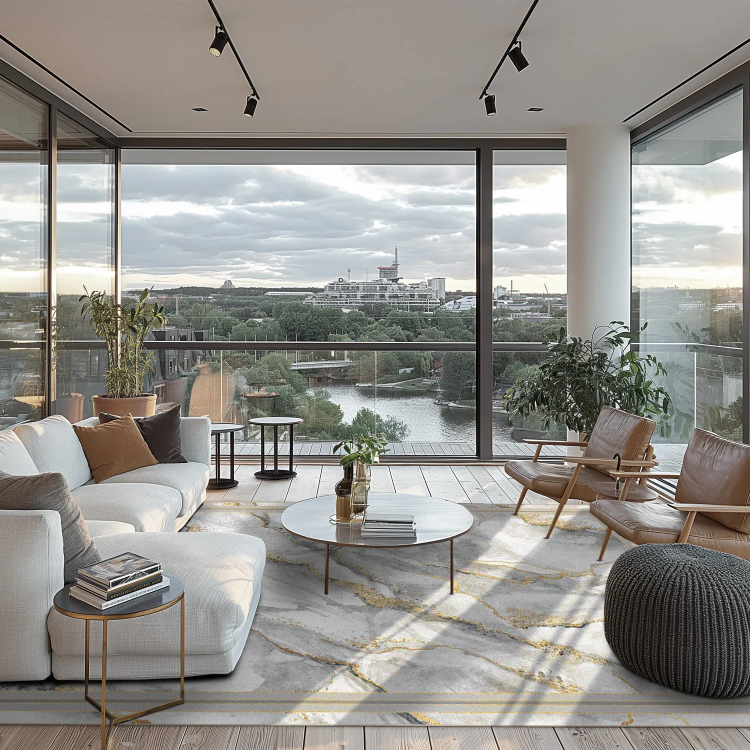 Wilton rug - Attika (grey/white/gold)