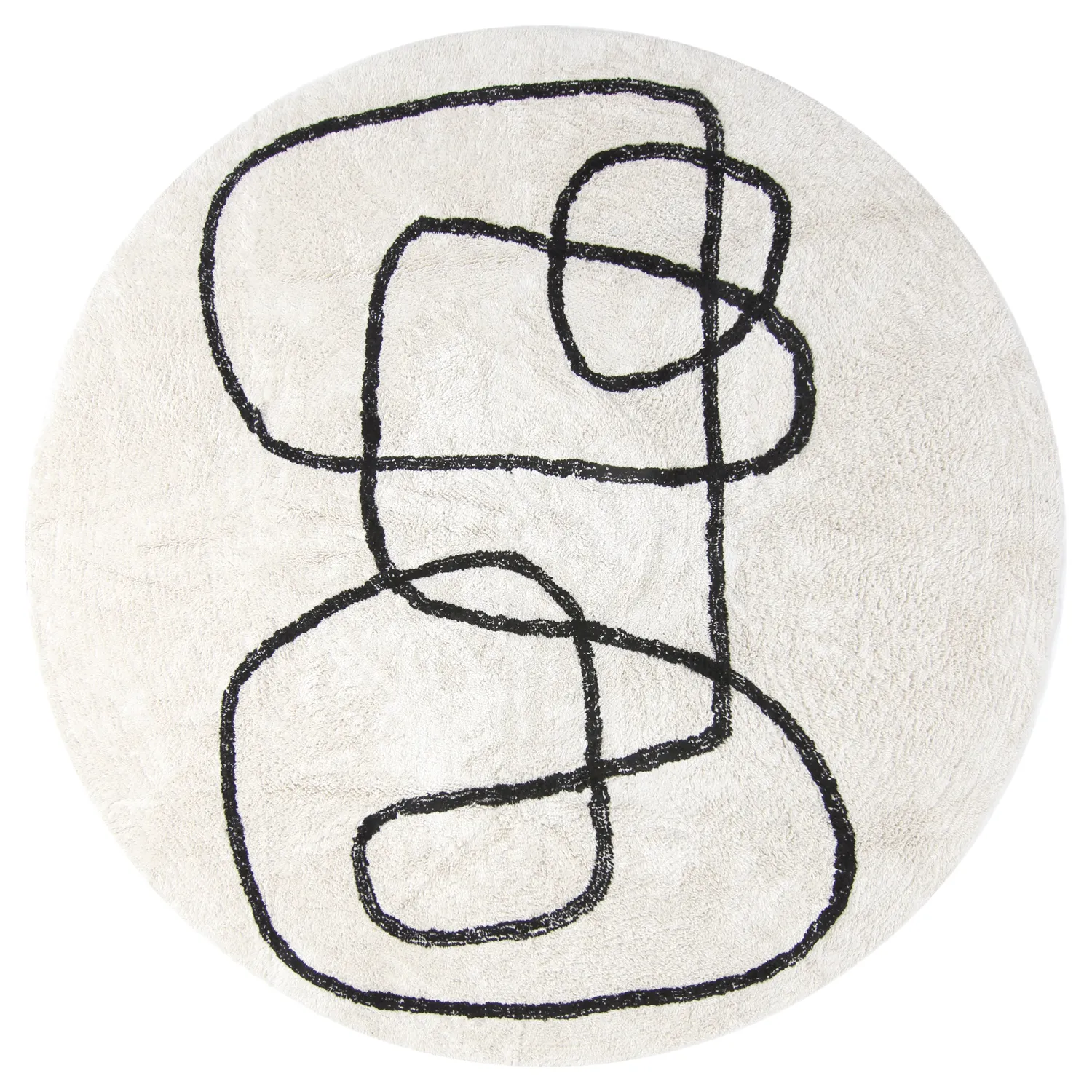 Round rug - Bavello Natural Cotton Shaggy (offwhite/black)