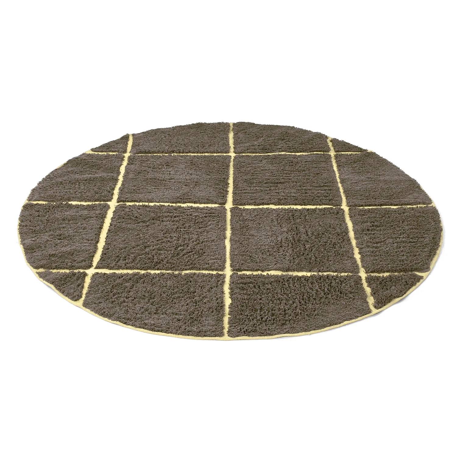 Round rug - Bellevue Natural Cotton Shaggy (brown/yellow)