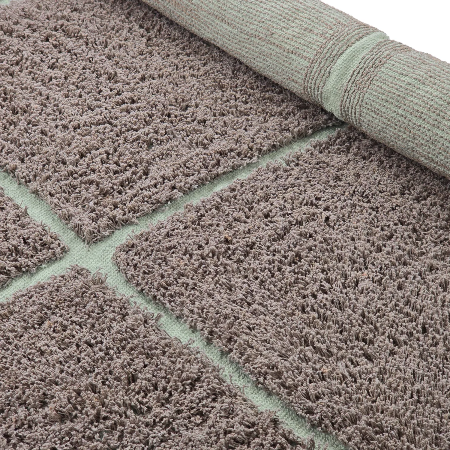 Round rug - Bellevue Natural Cotton Shaggy (taupe/green)
