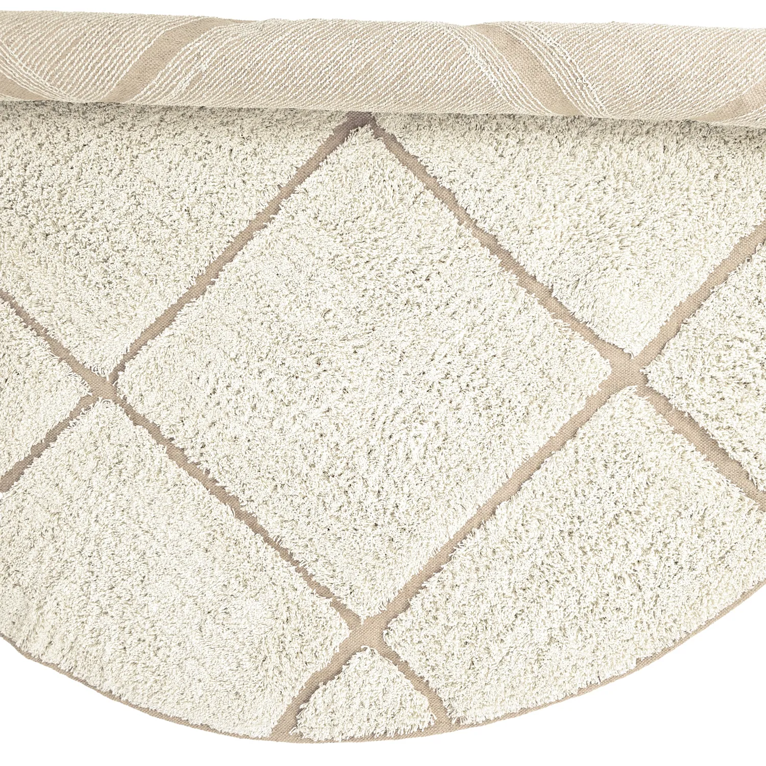 Round rug - Bellevue Natural Cotton Shaggy (off white/beige)