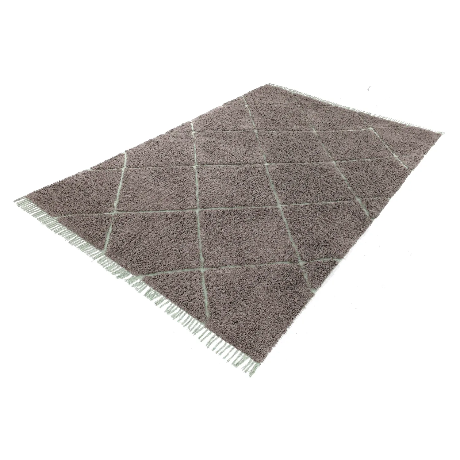 Shaggy rugs - Bellevue Natural Cotton Shaggy (taupe/green)