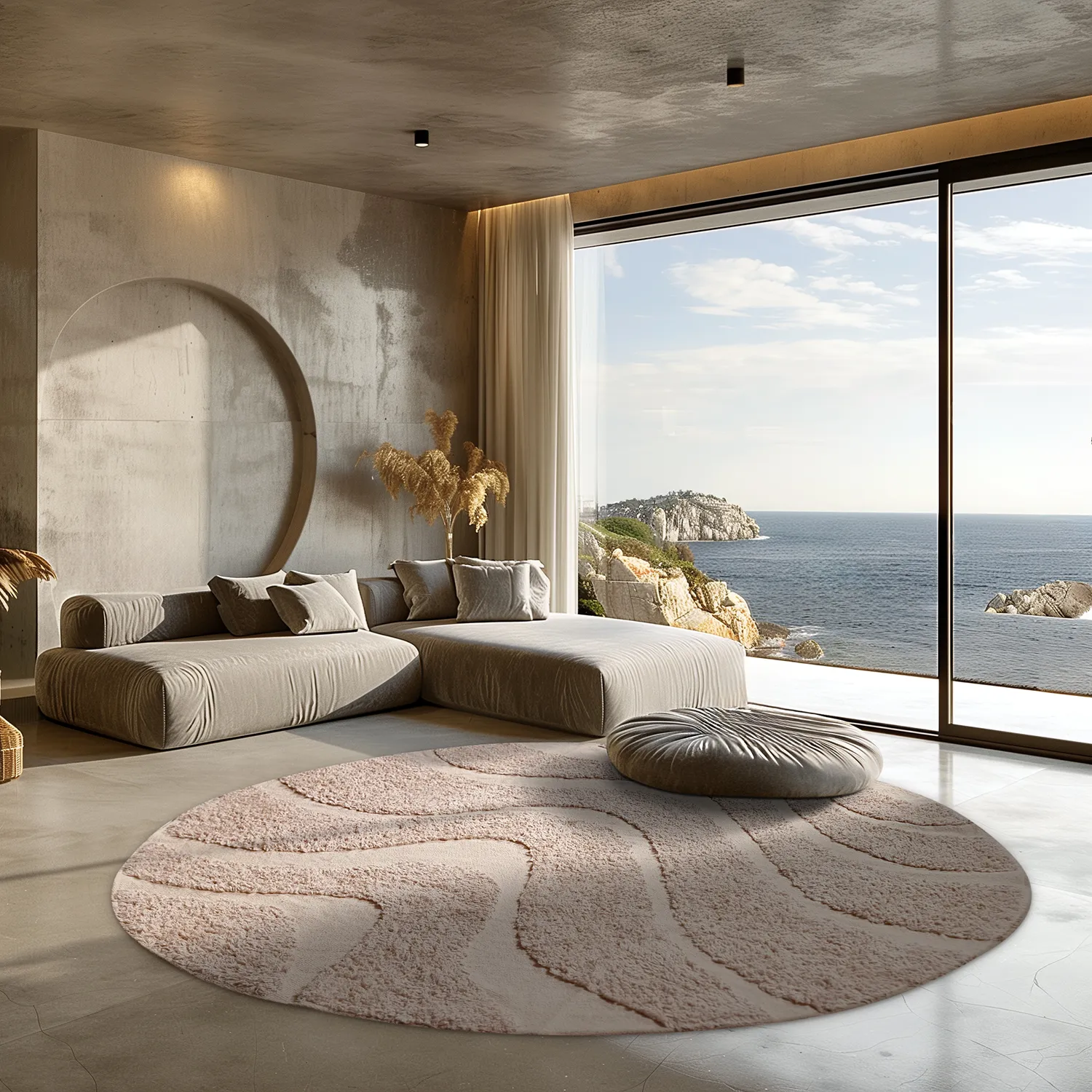 Round rug - Bonnie Natural Cotton Shaggy (beige)