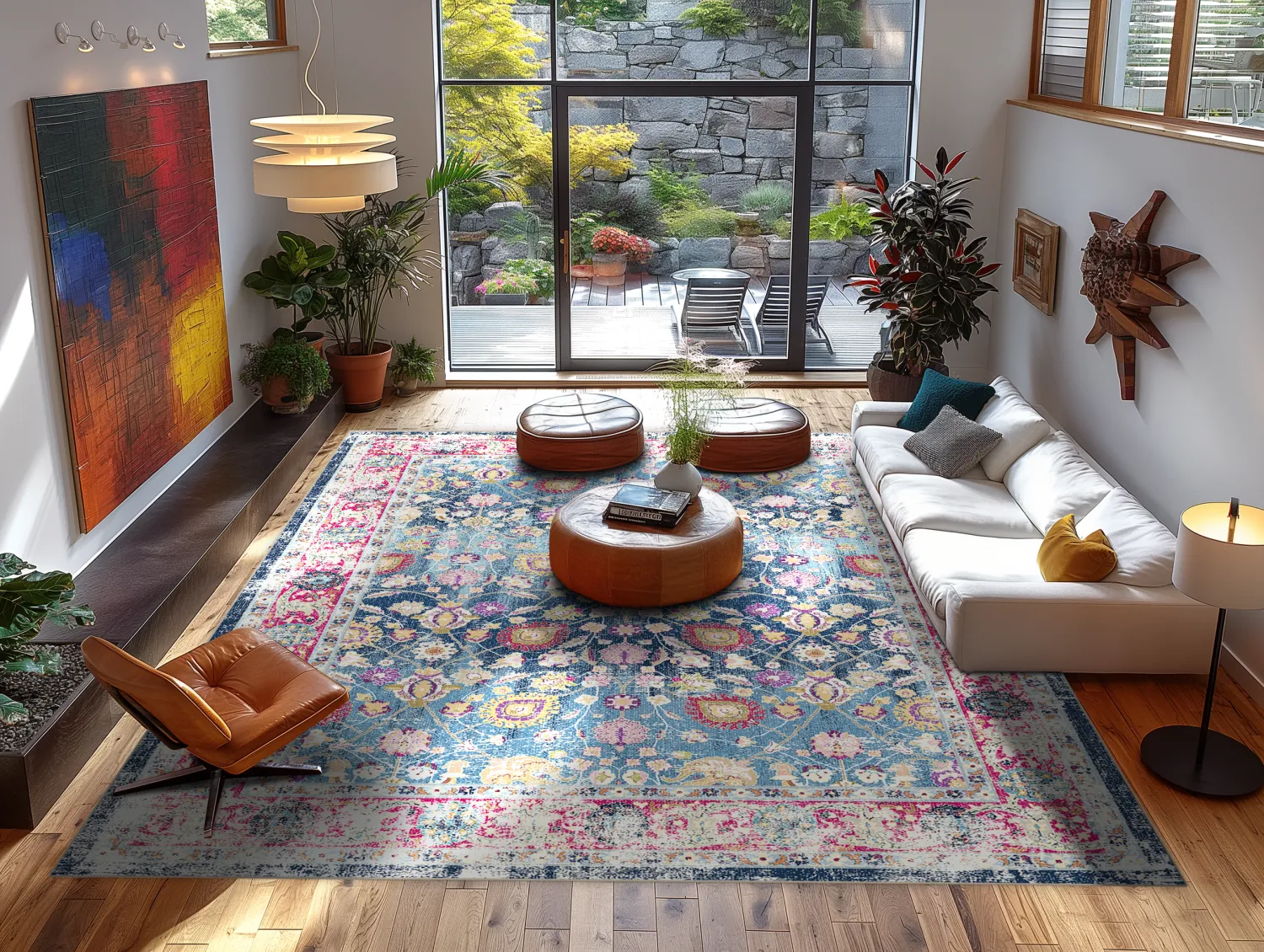 Wilton rug - Bouhjar (blue/pink/multi)