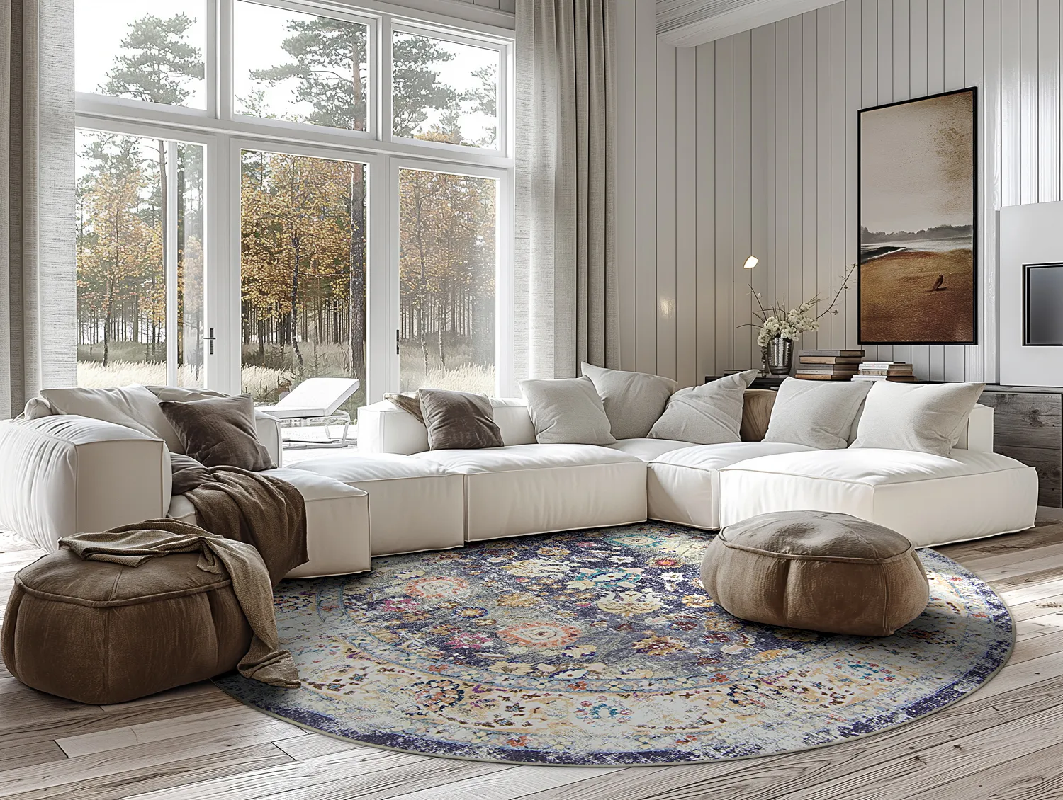 Round rug - Bouhjar (blue/multi)