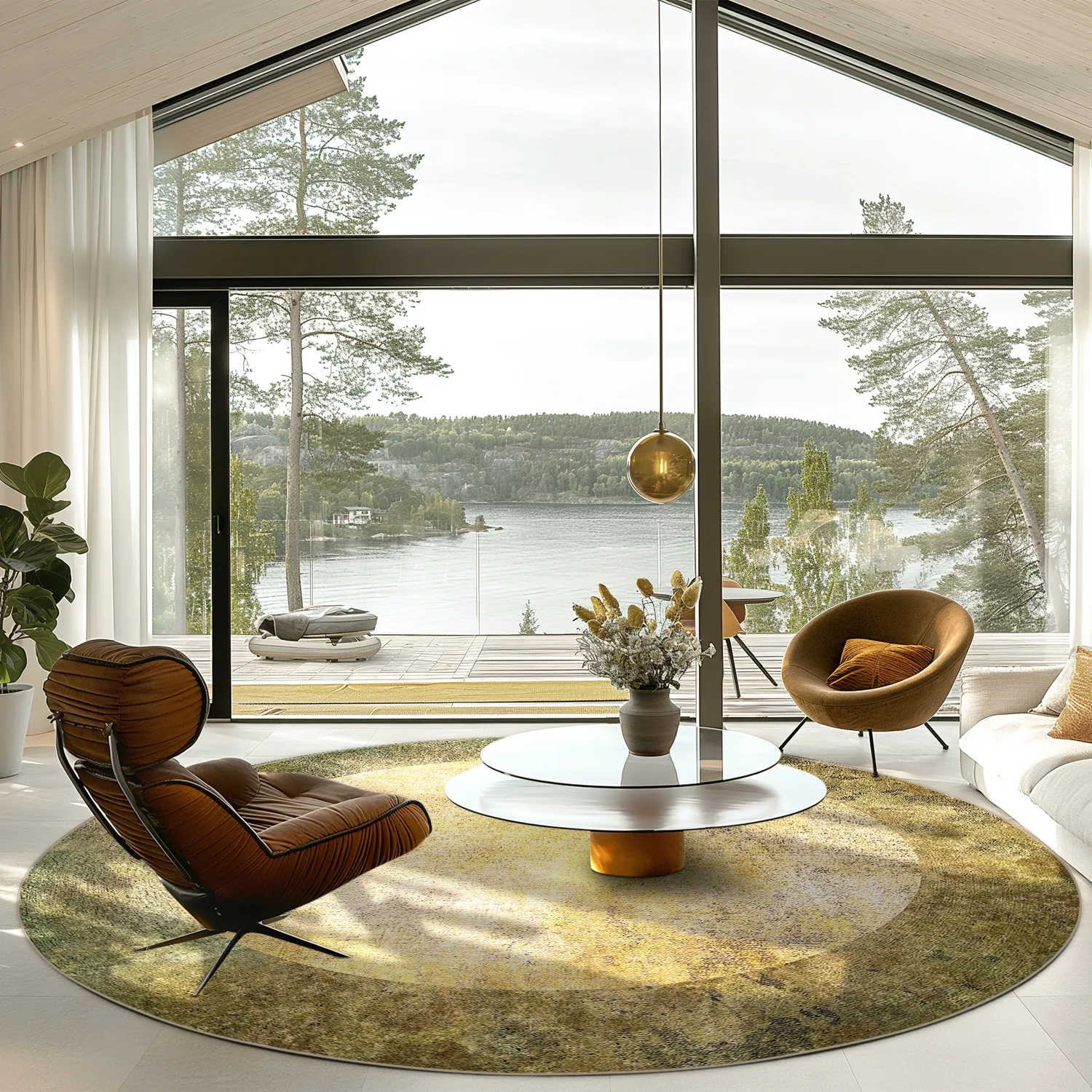 Round rug - Campana (beige/yellow)