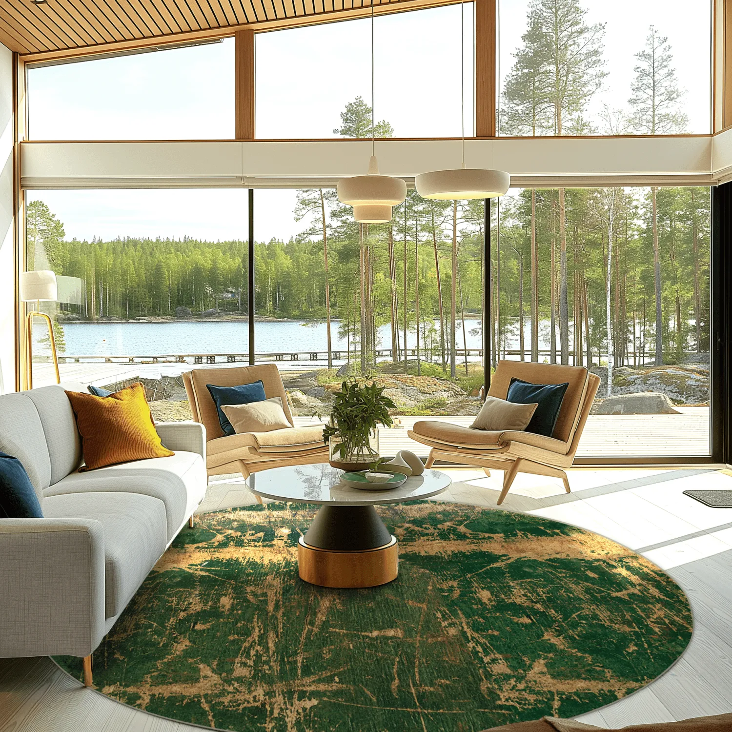 Round rug - Cantoria (beige/green)