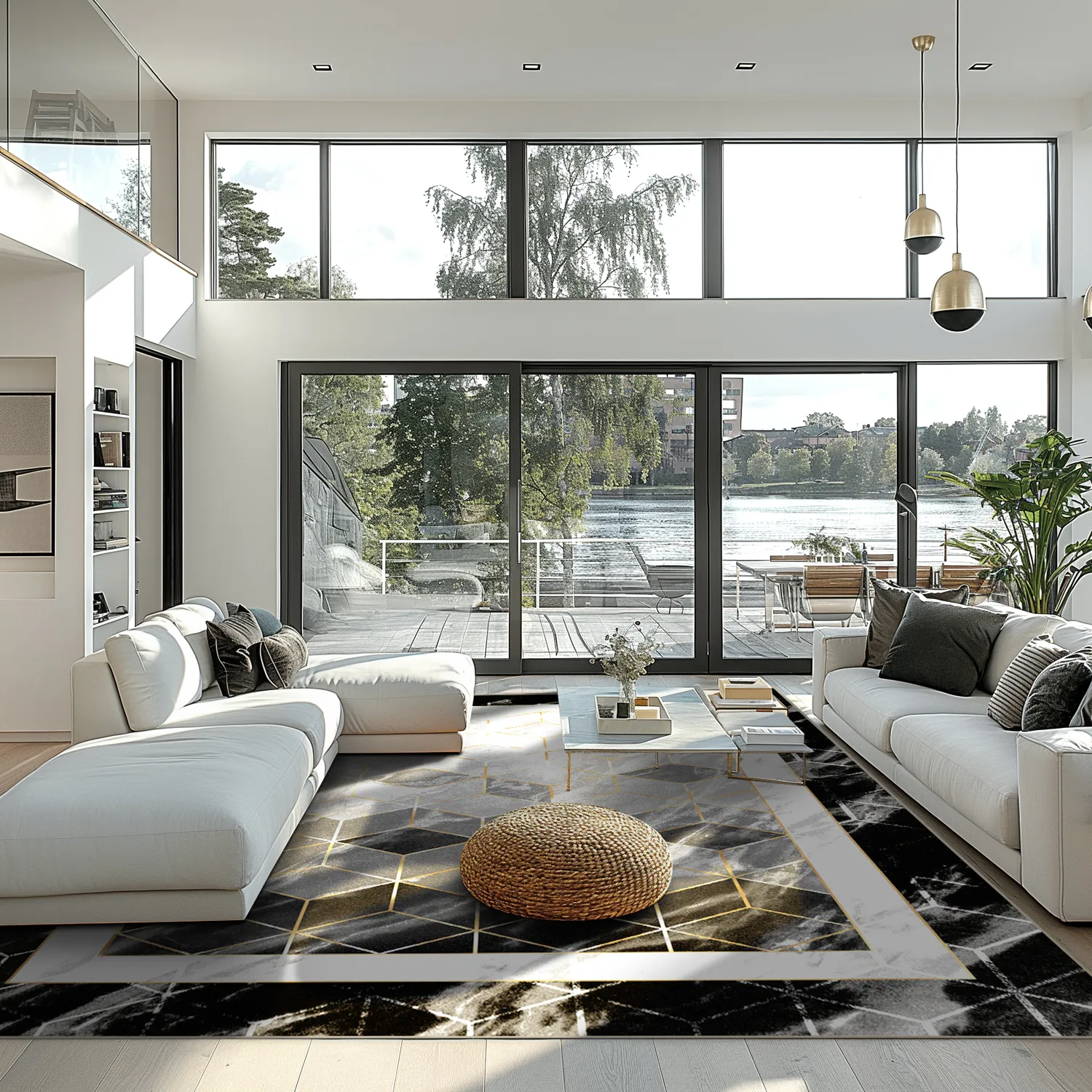 Wilton rug - Castello (black/white)