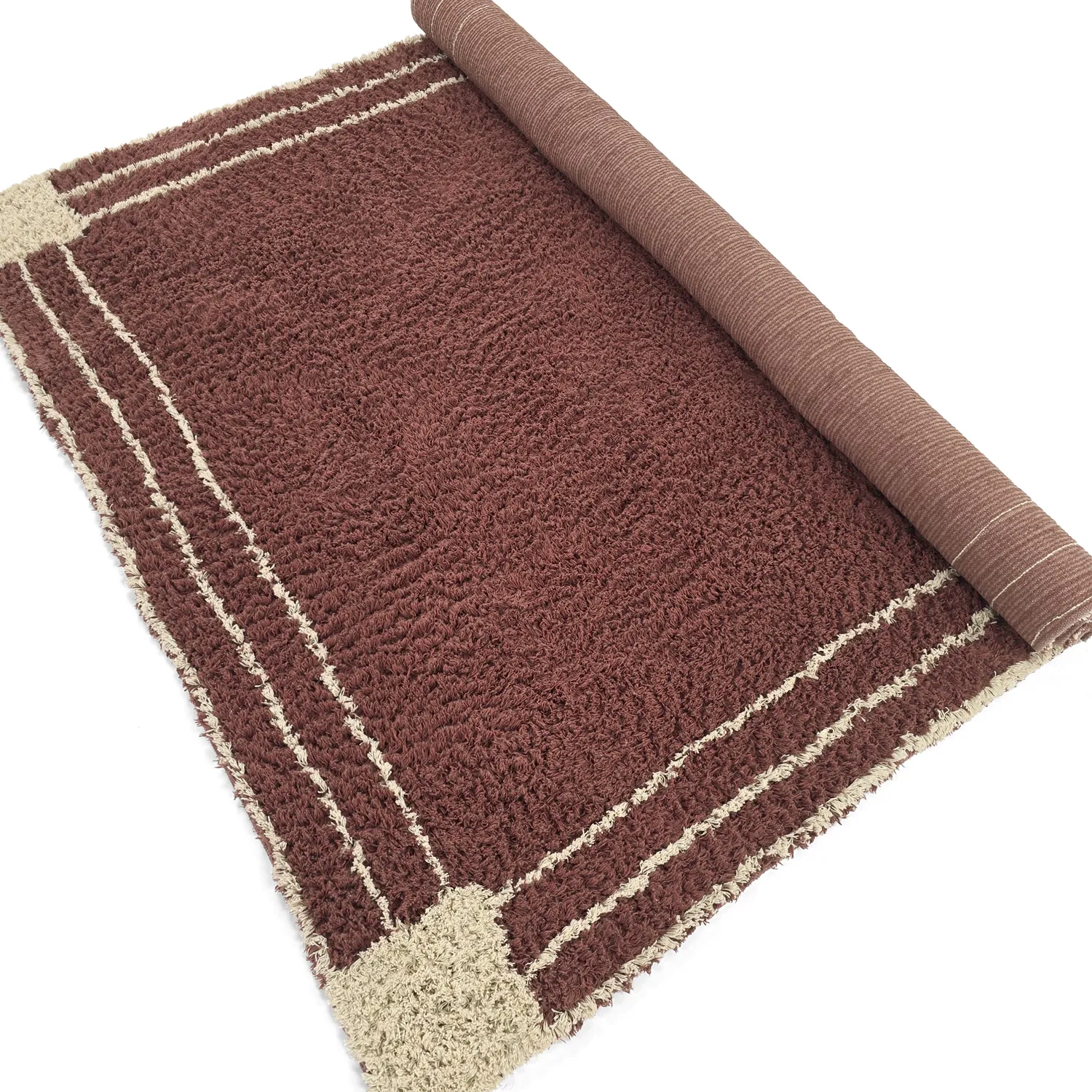 Shaggy rugs - Cataya Natural Cotton Shaggy (brown/beige)